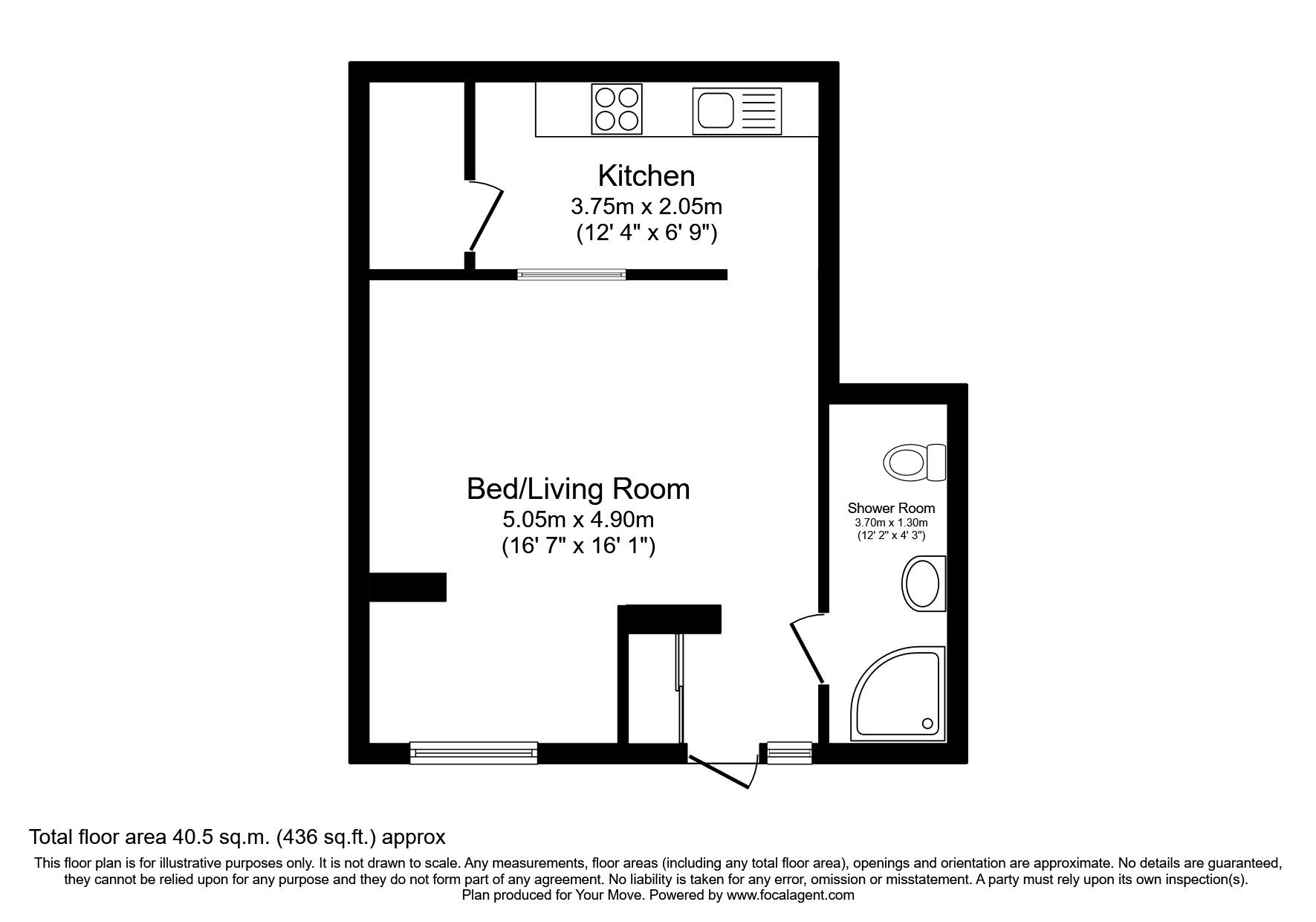 Floorplan of 1 bedroom Flat to rent, Monks Road, Lincoln, Lincolnshire, LN2