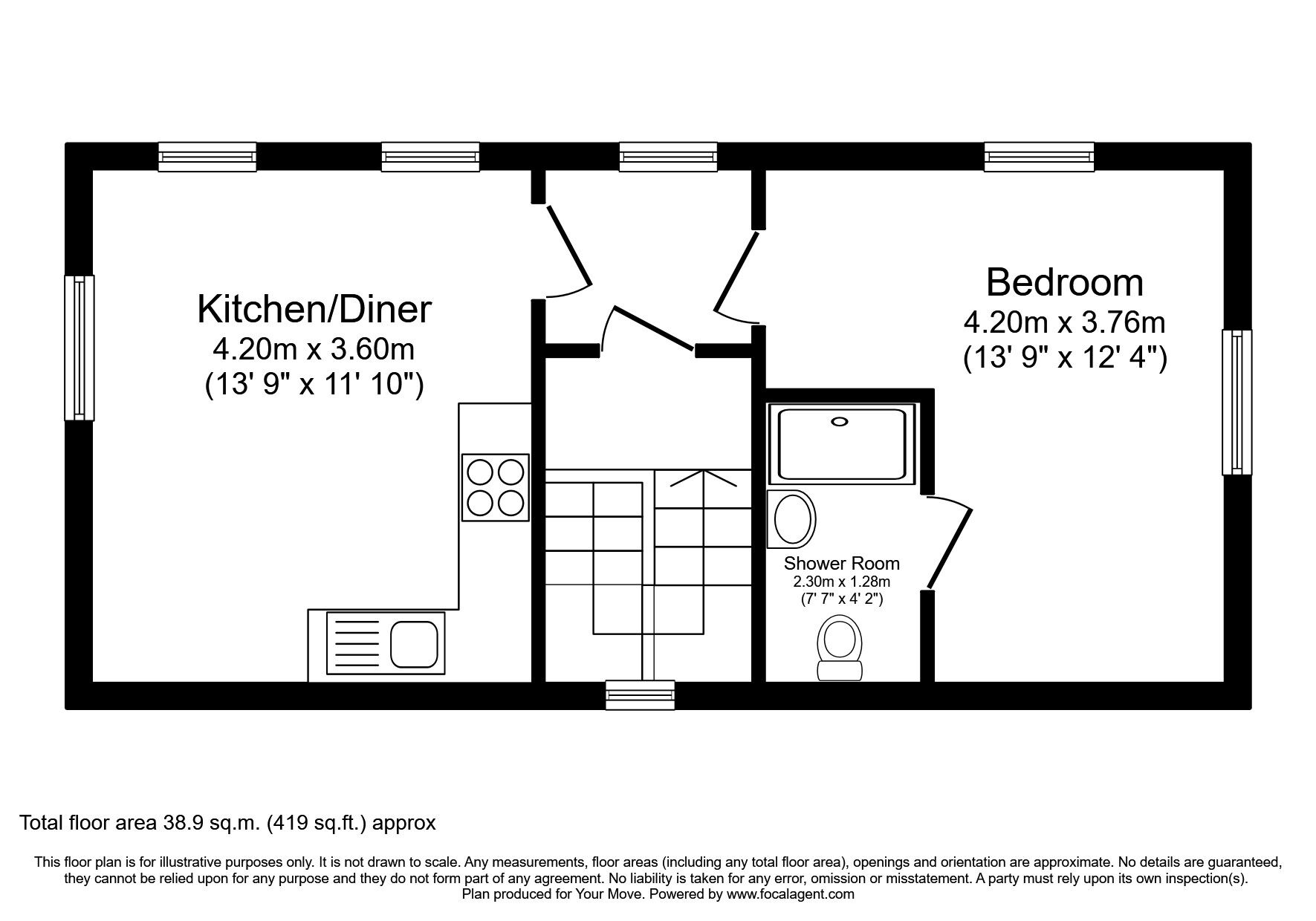 Floorplan of 1 bedroom  Flat to rent, Monks Road, Lincoln, Lincolnshire, LN2