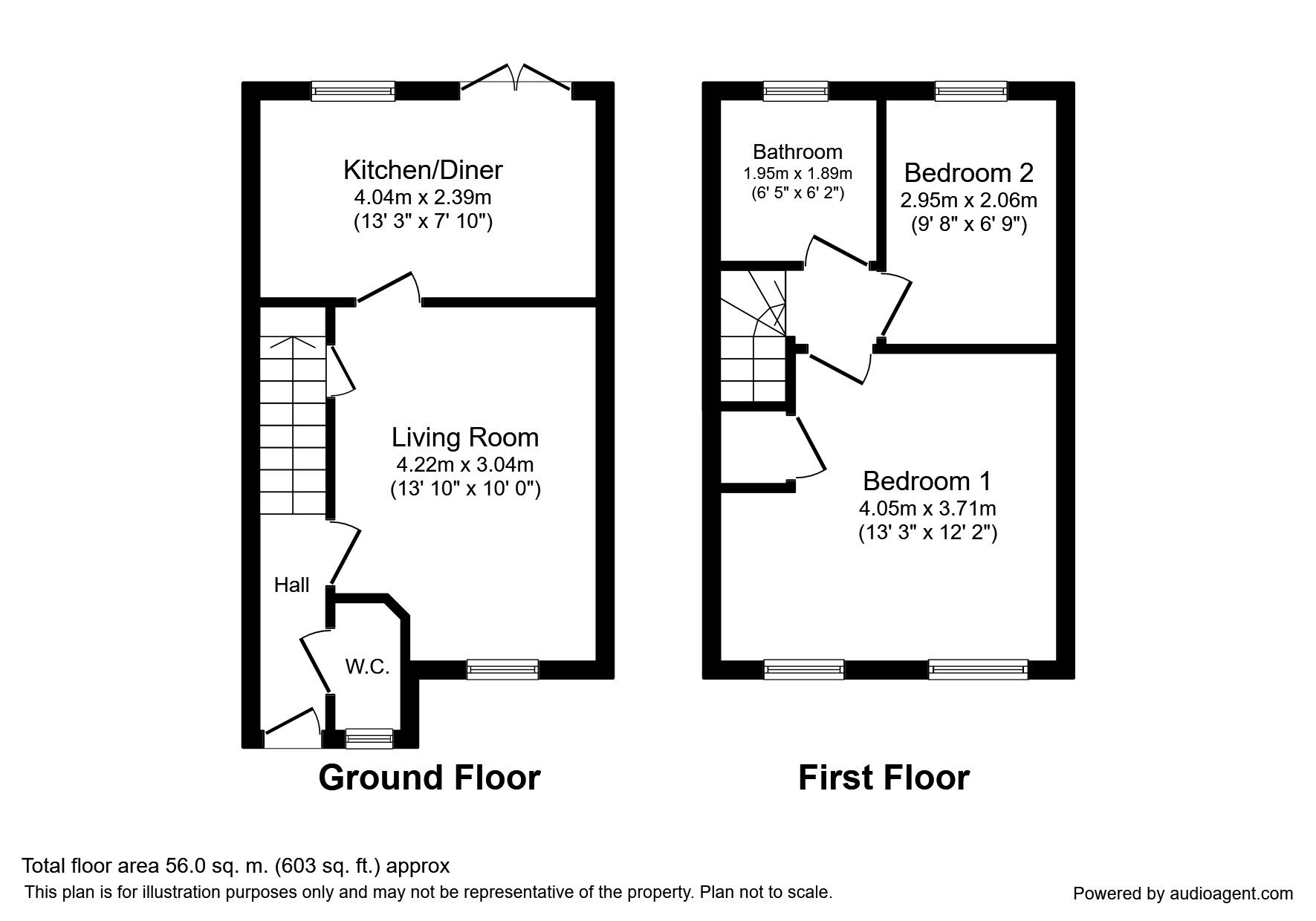 Floorplan of 2 bedroom Mid Terrace House to rent, Crucible Close, North Hykeham, Lincoln, LN6