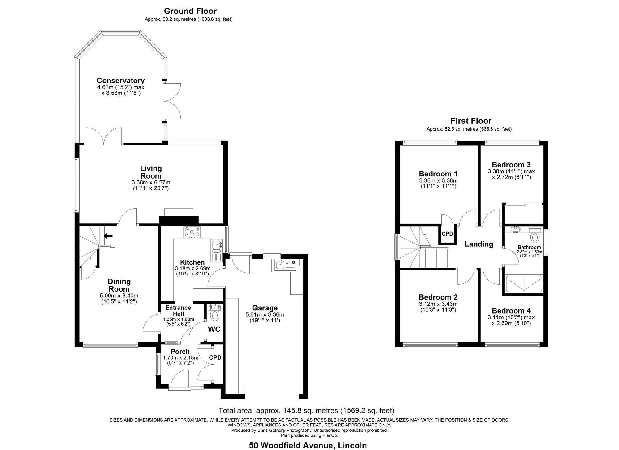 Floorplan of 4 bedroom Detached House for sale, Woodfield Avenue, Lincoln, Lincolnshire, LN6