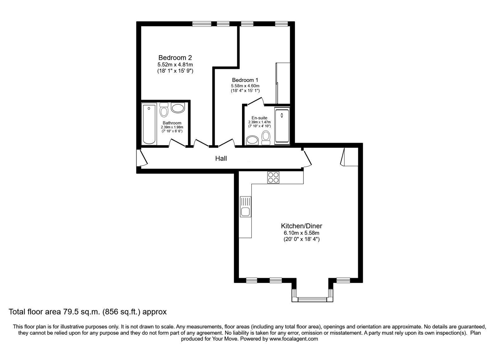 Floorplan of 2 bedroom Flat for sale, Brayford Wharf North, Lincoln, Lincolnshire, LN1