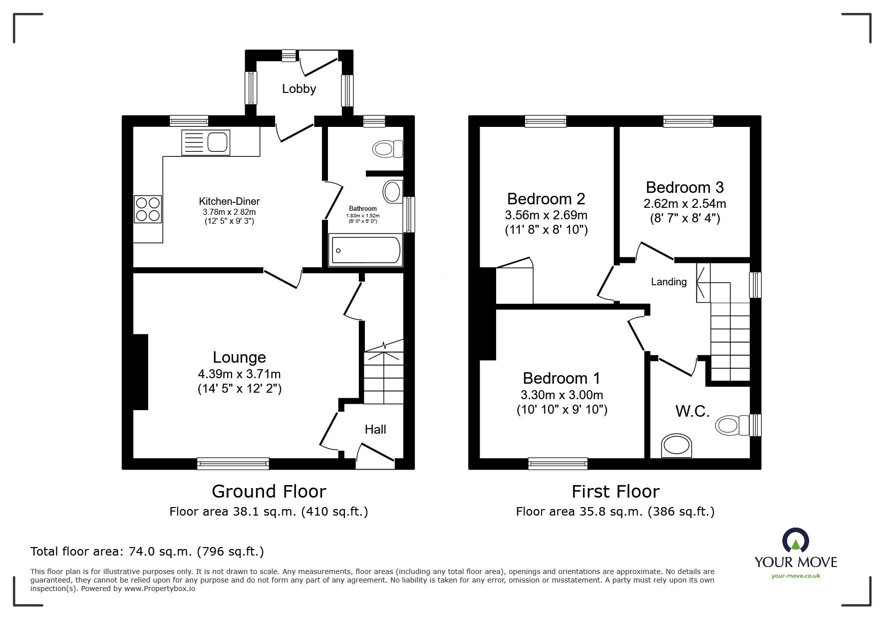 Floorplan of 3 bedroom Semi Detached House for sale, Bassingham Road, Aubourn, Lincolnshire, LN5