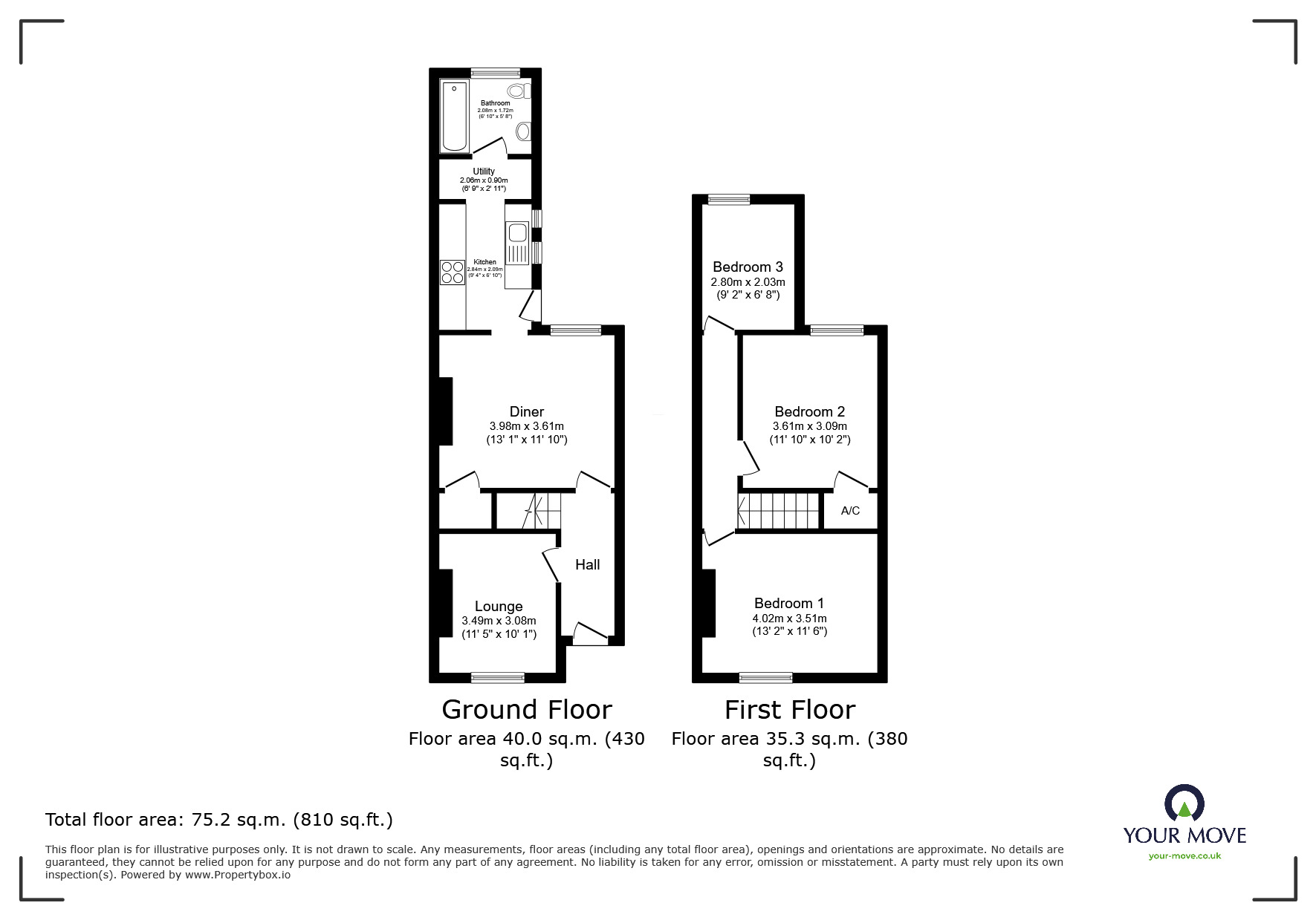 Floorplan of 3 bedroom Mid Terrace House to rent, Dorset Street, Lincoln, Lincolnshire, LN2