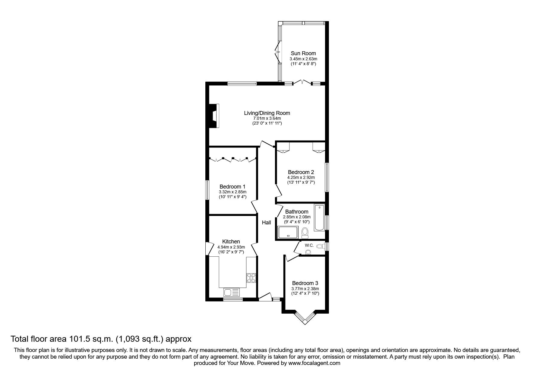 Floorplan of 3 bedroom Detached Bungalow for sale, Skellingthorpe Road, Lincoln, Lincolnshire, LN6