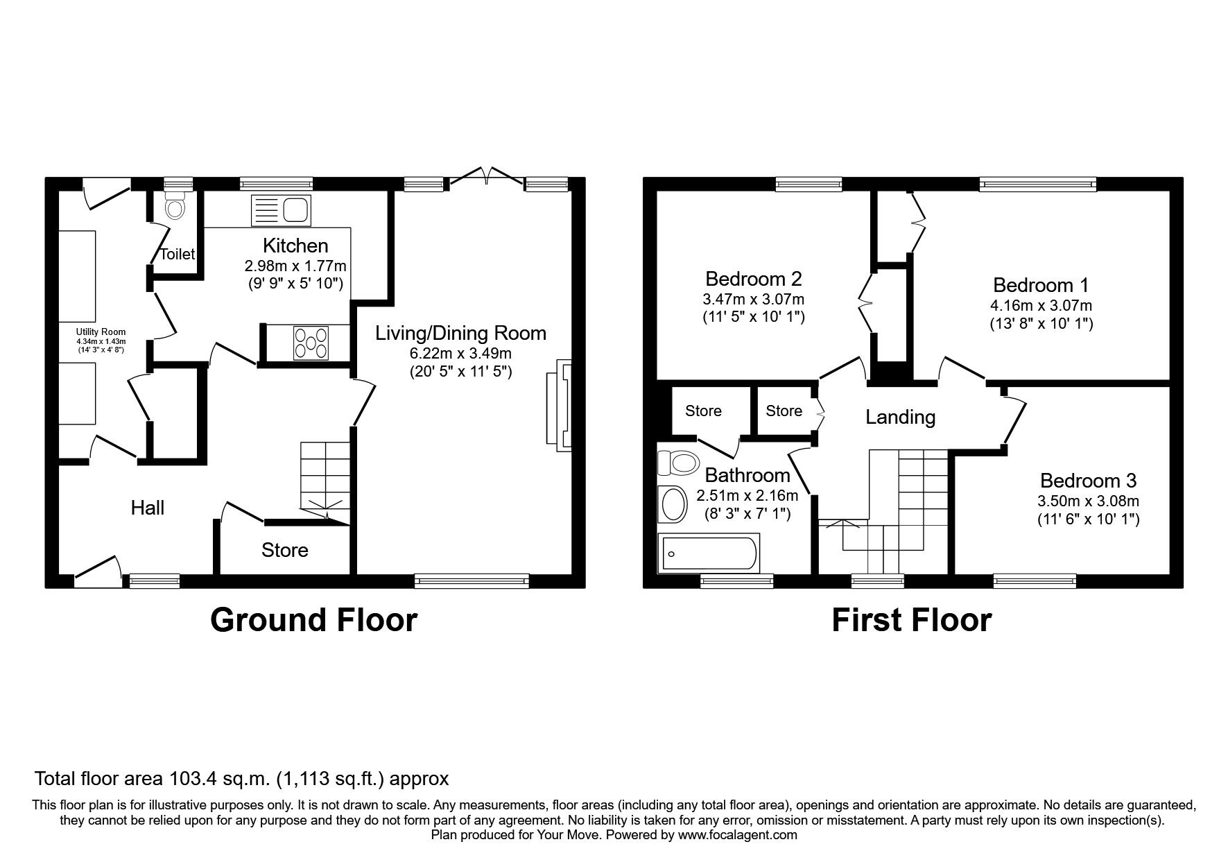 Floorplan of 3 bedroom Mid Terrace House for sale, Hemswell Avenue, Lincoln, Lincolnshire, LN6