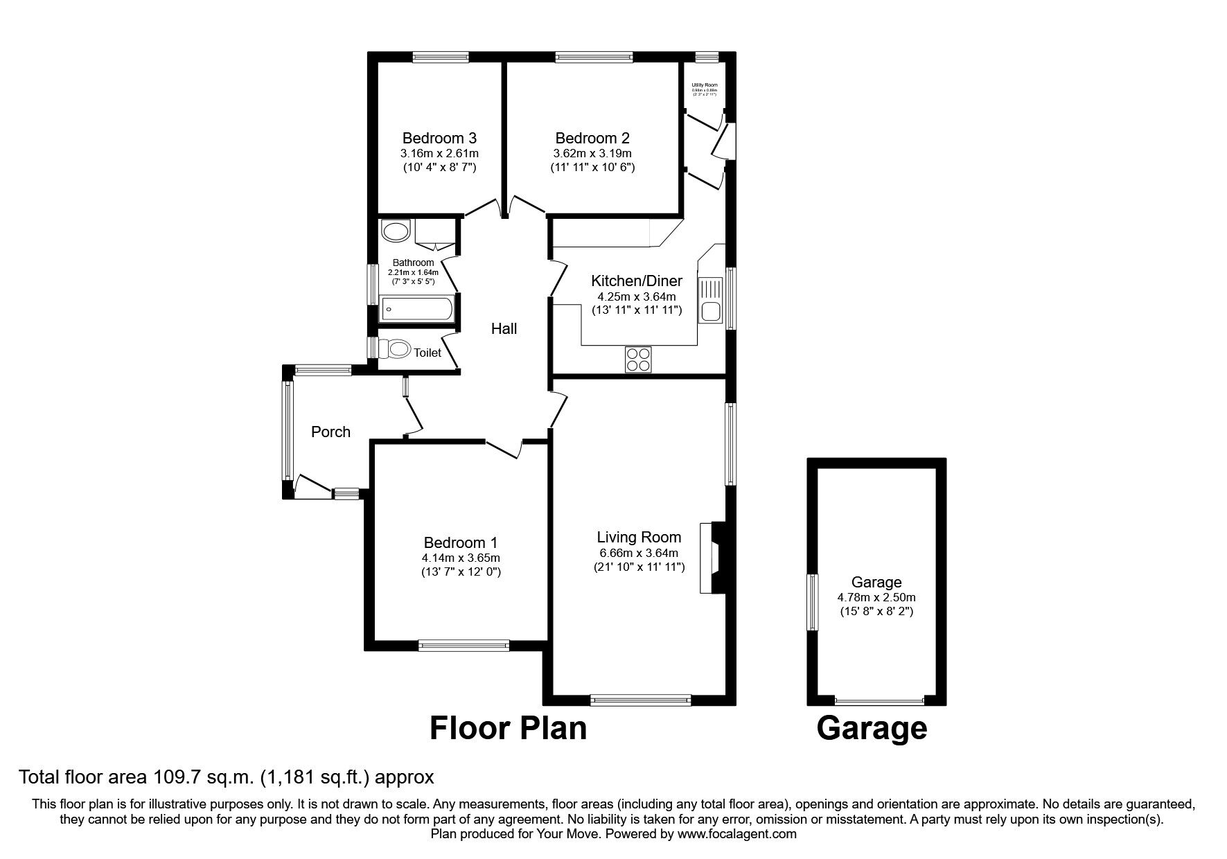 Floorplan of 3 bedroom Detached Bungalow for sale, Westwood Drive, Lincoln, Lincolnshire, LN6