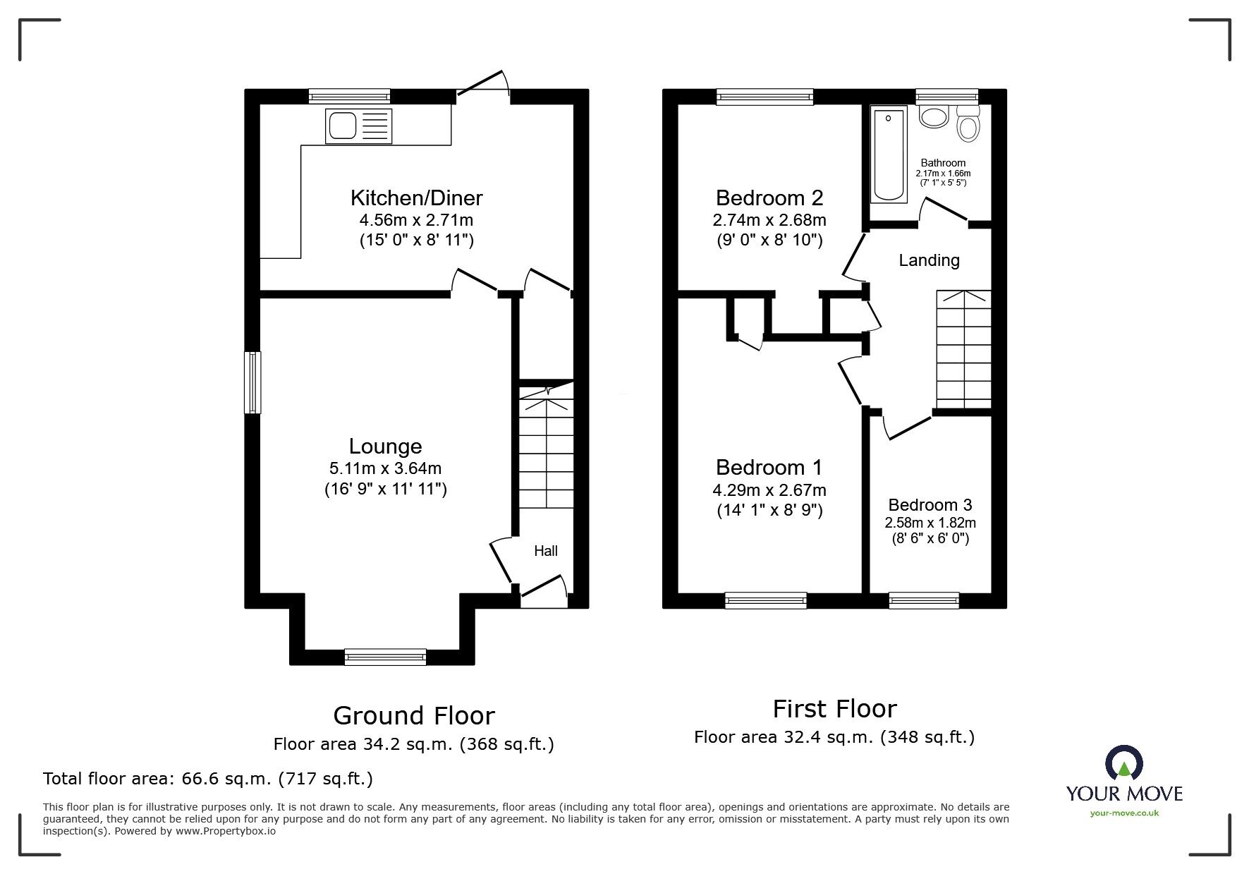 Floorplan of 3 bedroom Semi Detached House for sale, Dellfield Close, Lincoln, Lincolnshire, LN6