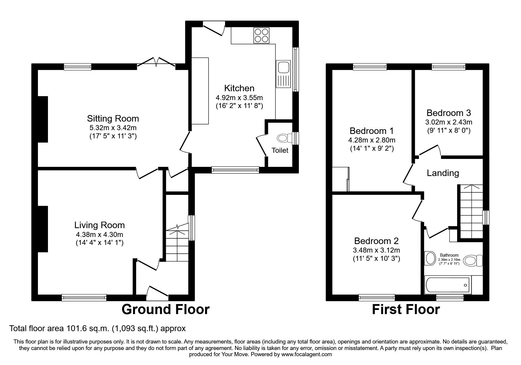 Floorplan of 3 bedroom Semi Detached House to rent, Park Farm Road, Kettlethorpe, Lincolnshire, LN1
