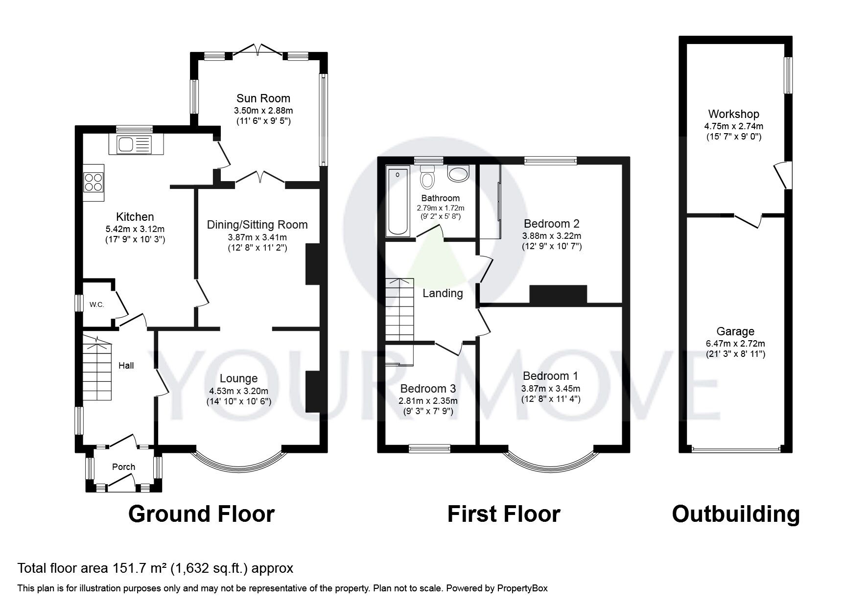 Floorplan of 3 bedroom Detached House for sale, Western Crescent, Lincoln, Lincolnshire, LN6