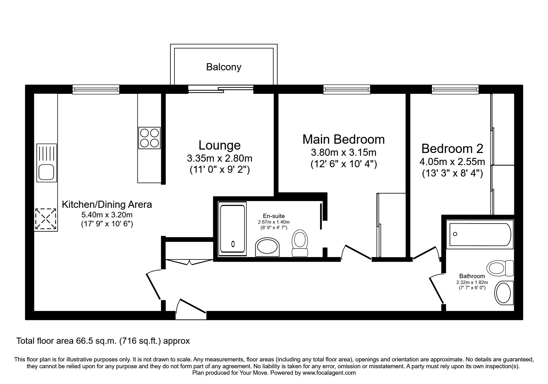 Floorplan of 2 bedroom  Flat to rent, Brayford Street, Lincoln, Lincolnshire, LN5