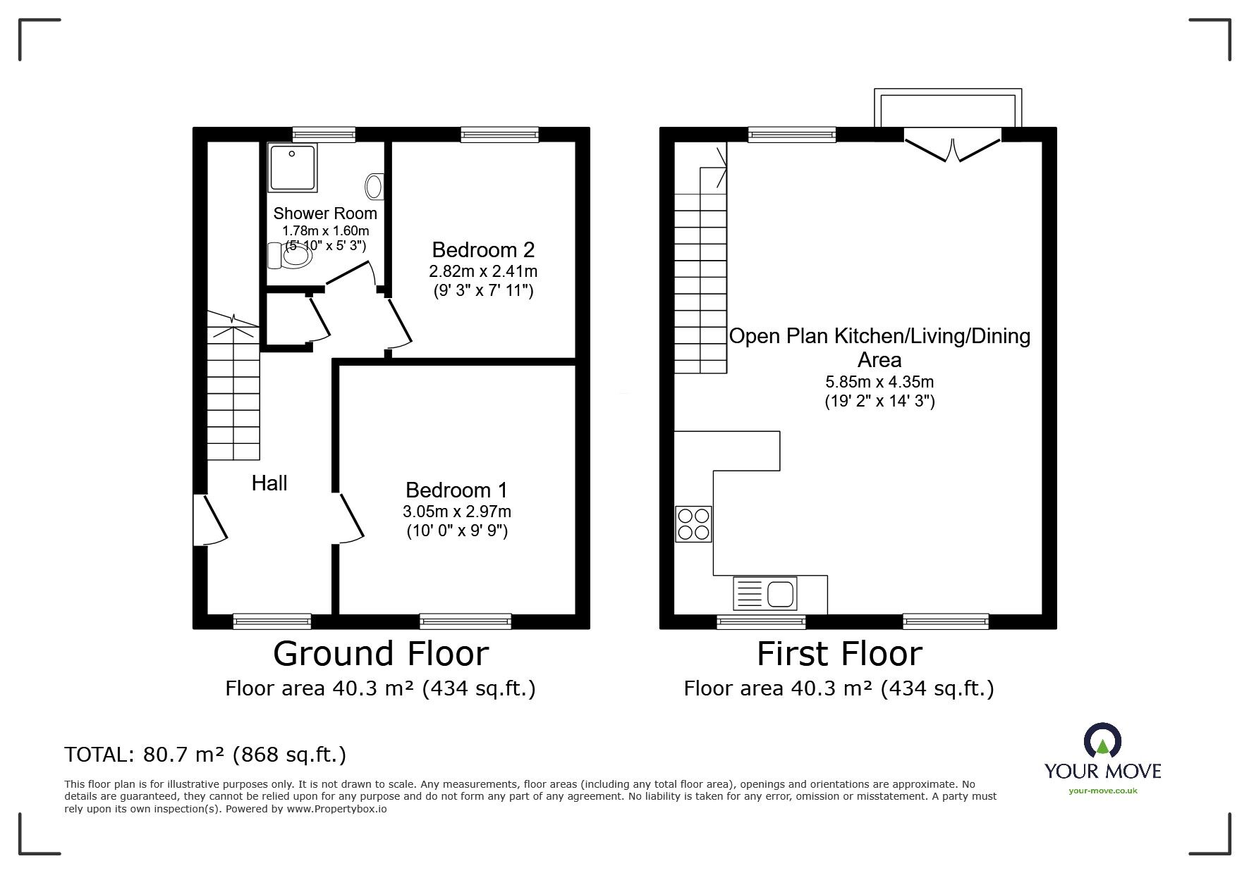 Floorplan of 2 bedroom  Flat for sale, Putnam Drive, Lincoln, Lincolnshire, LN2