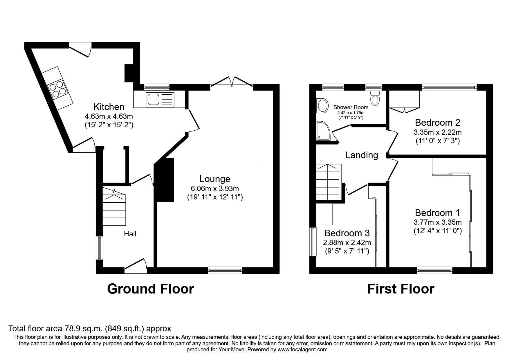 Floorplan of 3 bedroom Semi Detached House for sale, Brattleby Crescent, Lincoln, Lincolnshire, LN2