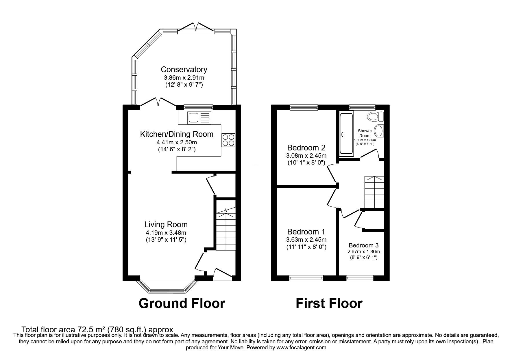 Floorplan of 3 bedroom Semi Detached House for sale, Dellfield Court, Lincoln, Lincolnshire, LN6