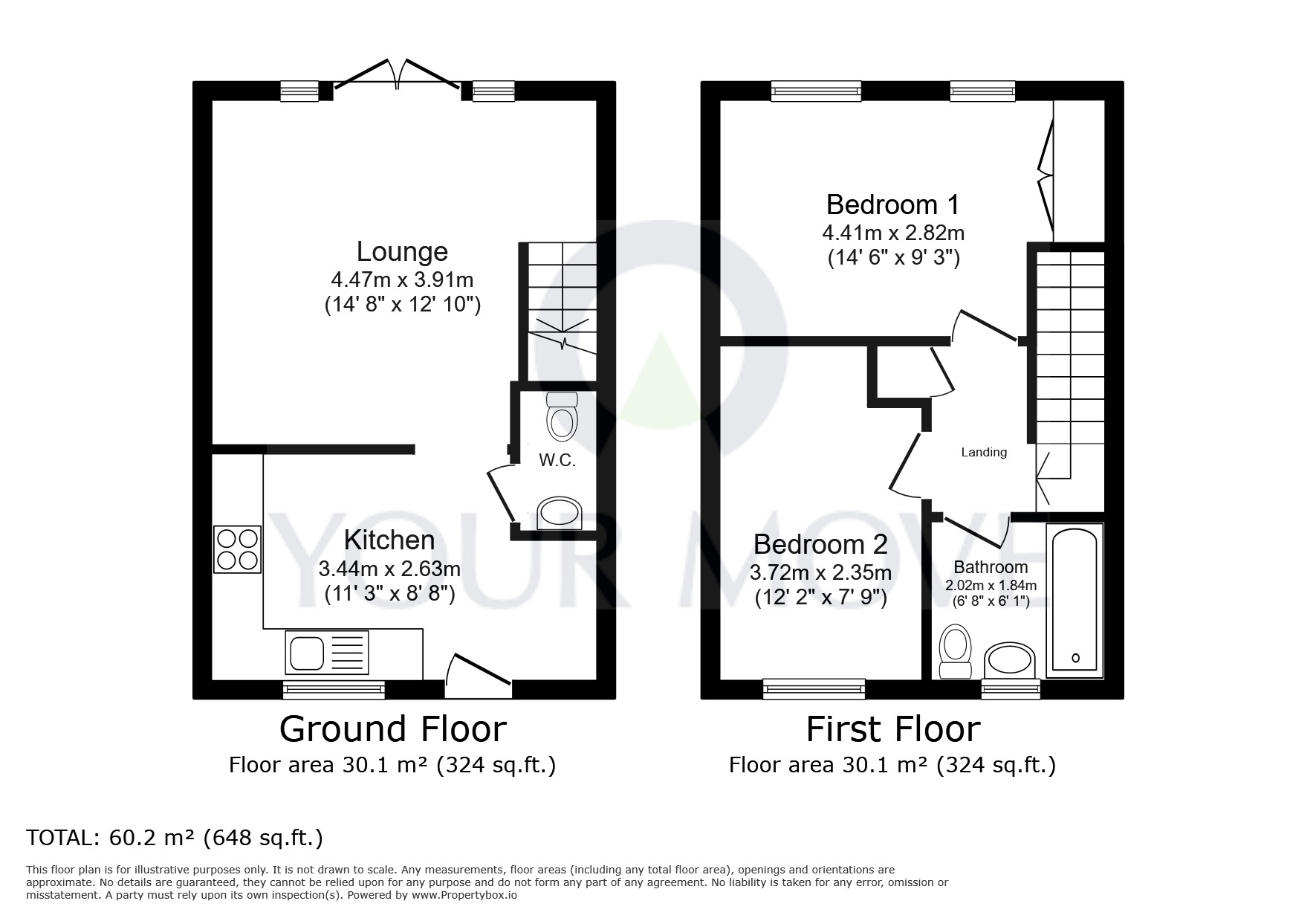 Floorplan of 2 bedroom Mid Terrace House to rent, Portus Lane, Dunholme, Lincolnshire, LN2