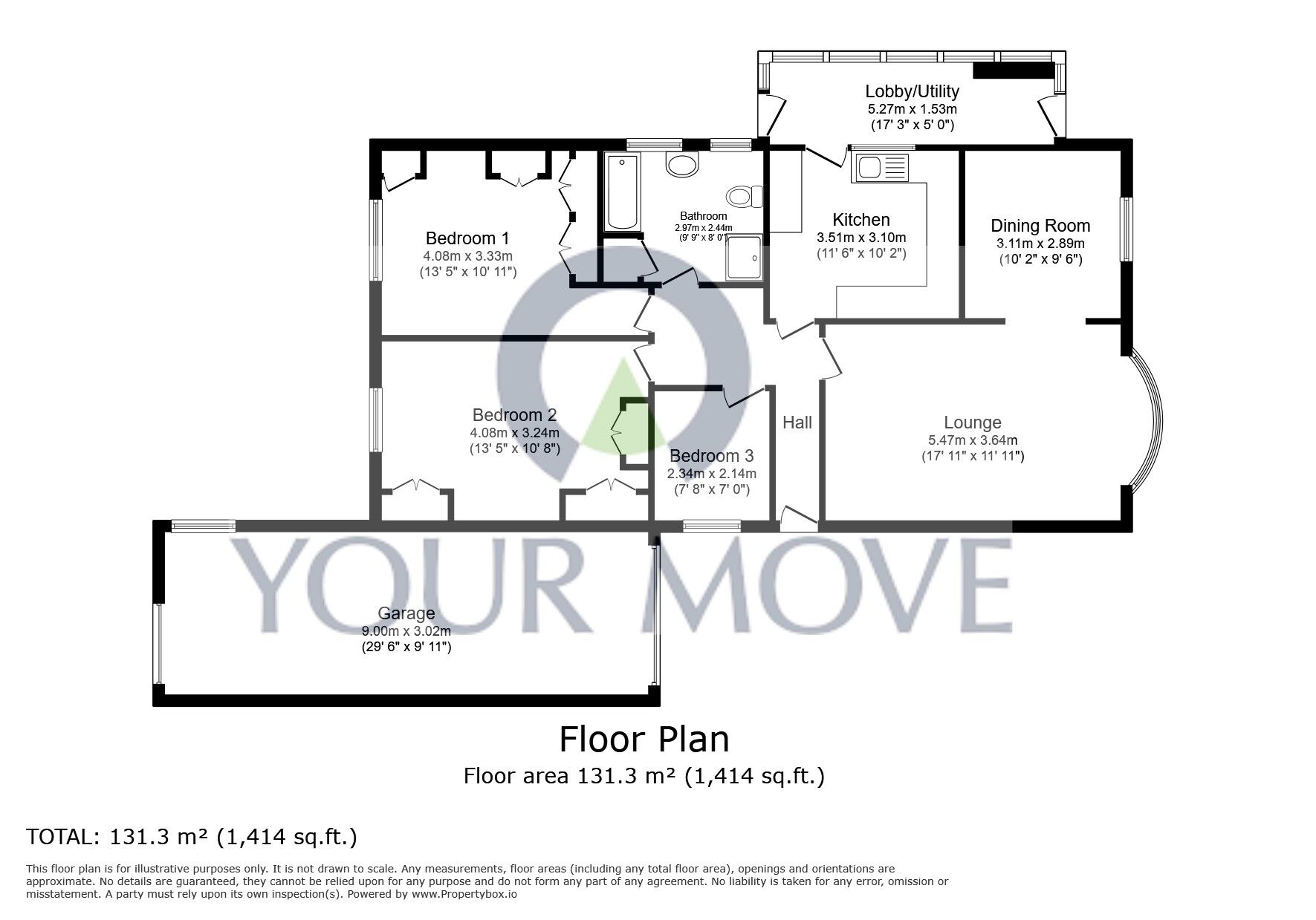 Floorplan of 3 bedroom Detached Bungalow for sale, Kinloss Close, Lincoln, Lincolnshire, LN6