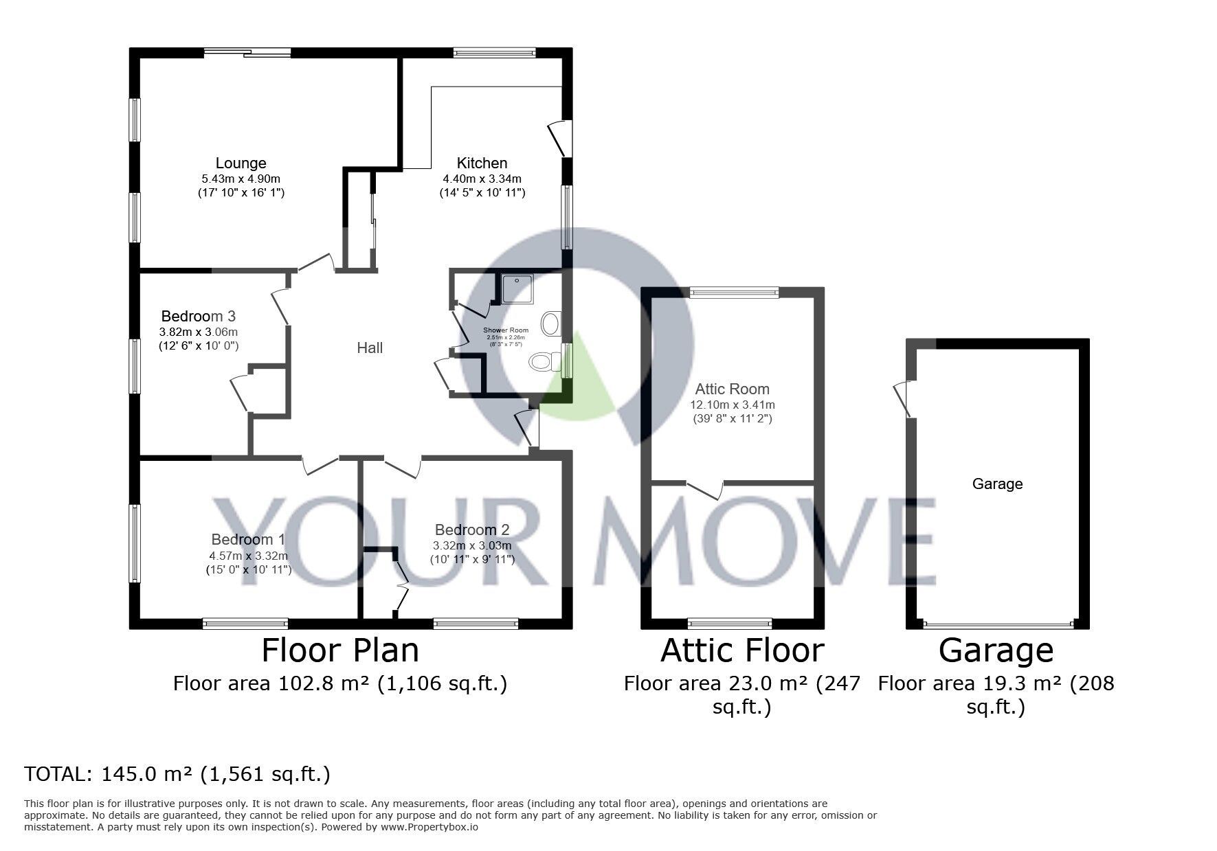 Floorplan of 3 bedroom Detached Bungalow for sale, Almond Crescent, Swanpool, Lincolnshire, LN6