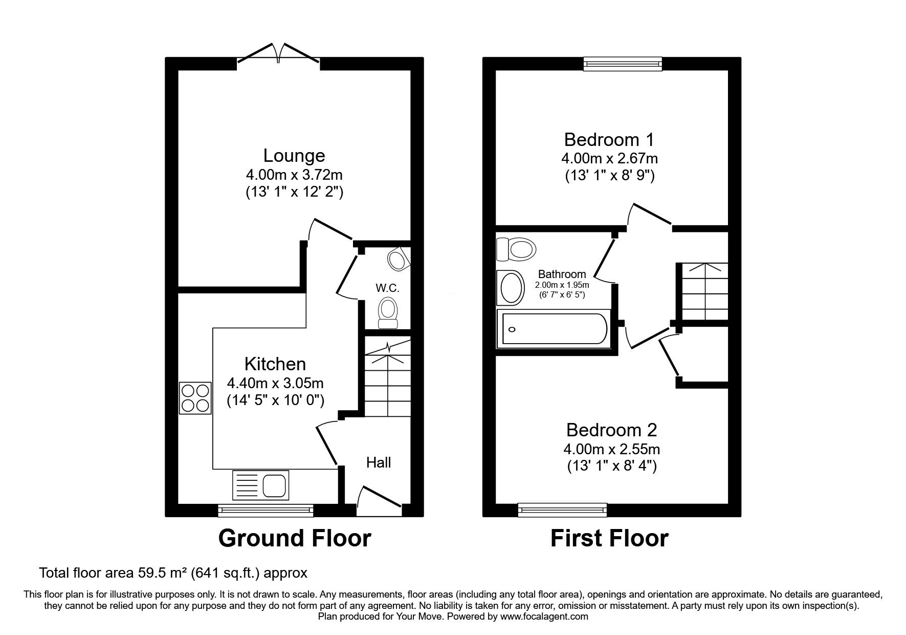 Floorplan of 2 bedroom Mid Terrace House for sale, Foxby Mews, Gainsborough, Lincolnshire, DN21