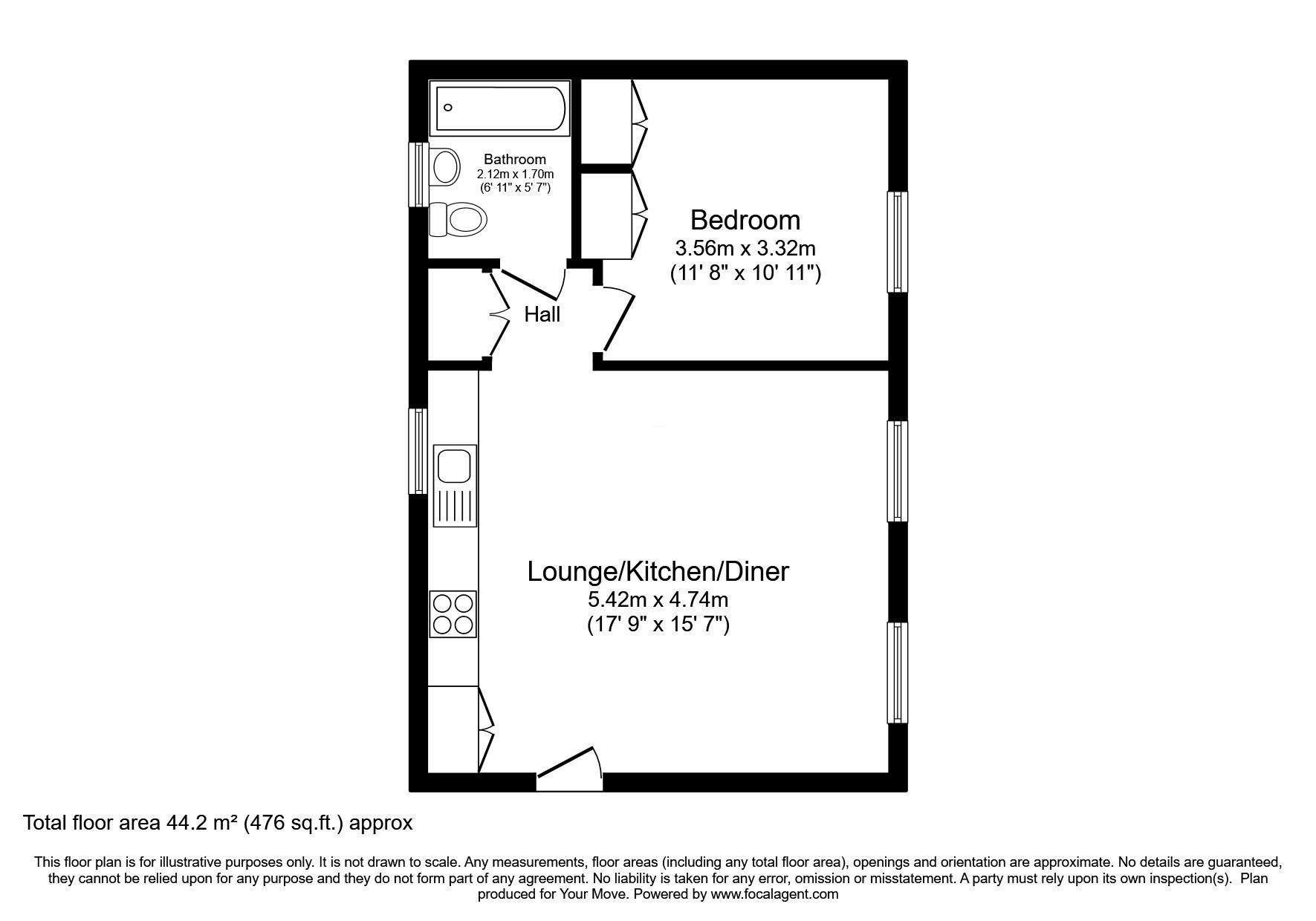 Floorplan of 1 bedroom  Flat for sale, Flaxley Road, Lincoln, Lincolnshire, LN2