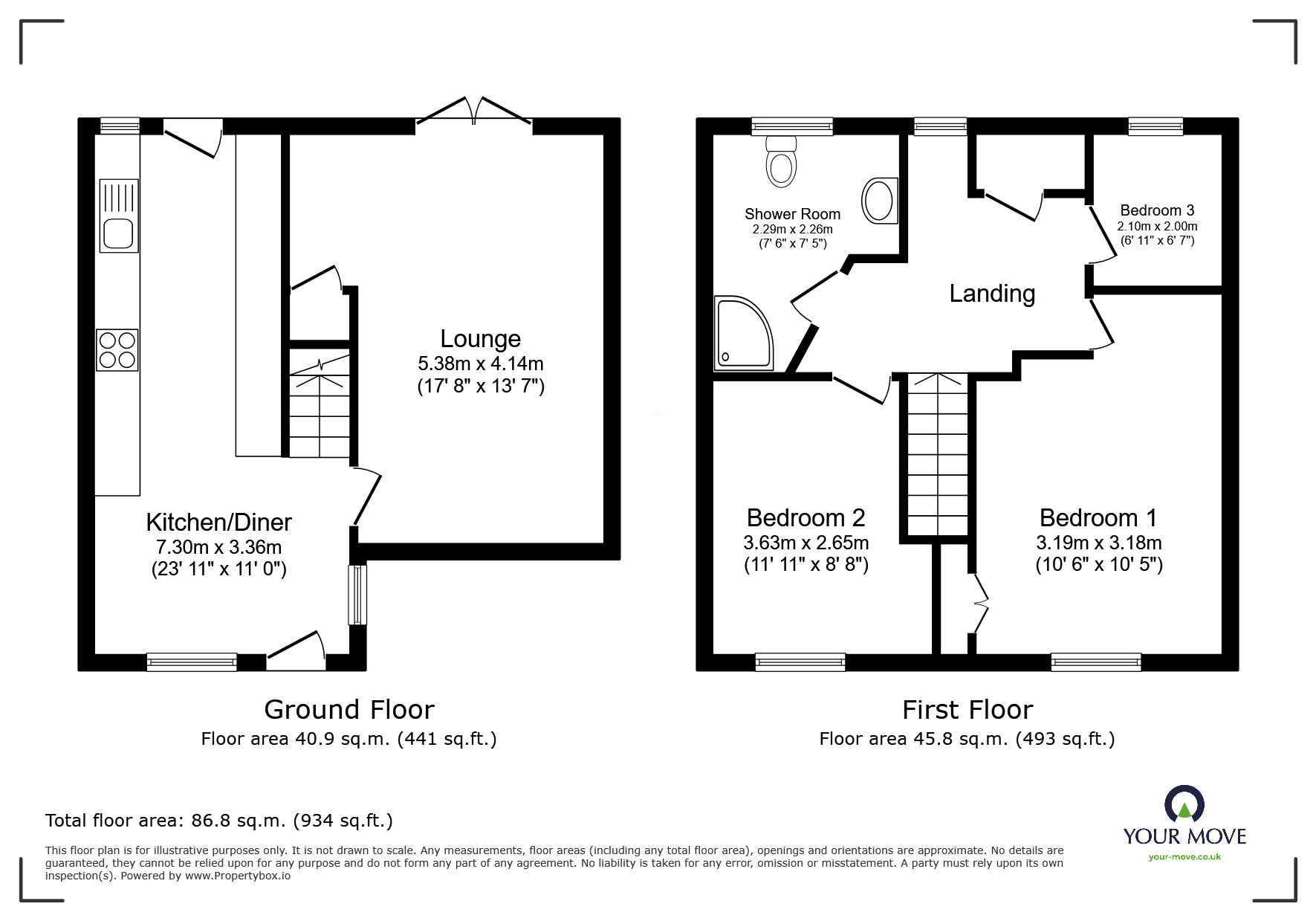 Floorplan of 3 bedroom Mid Terrace House for sale, Plover Grove, Lincoln, Lincolnshire, LN6