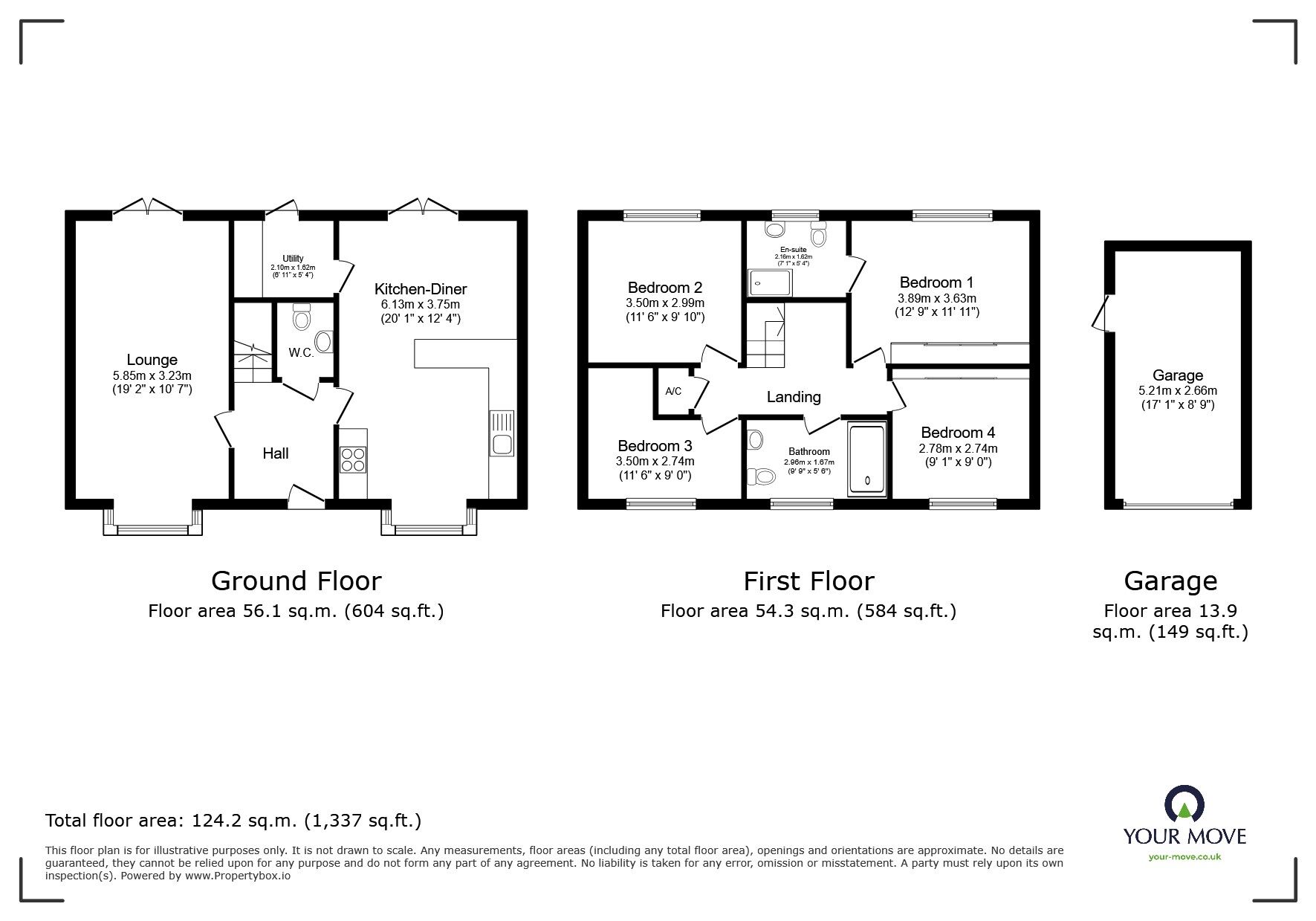 Floorplan of 4 bedroom Detached House for sale, Field Avenue, Saxilby, Lincolnshire, LN1