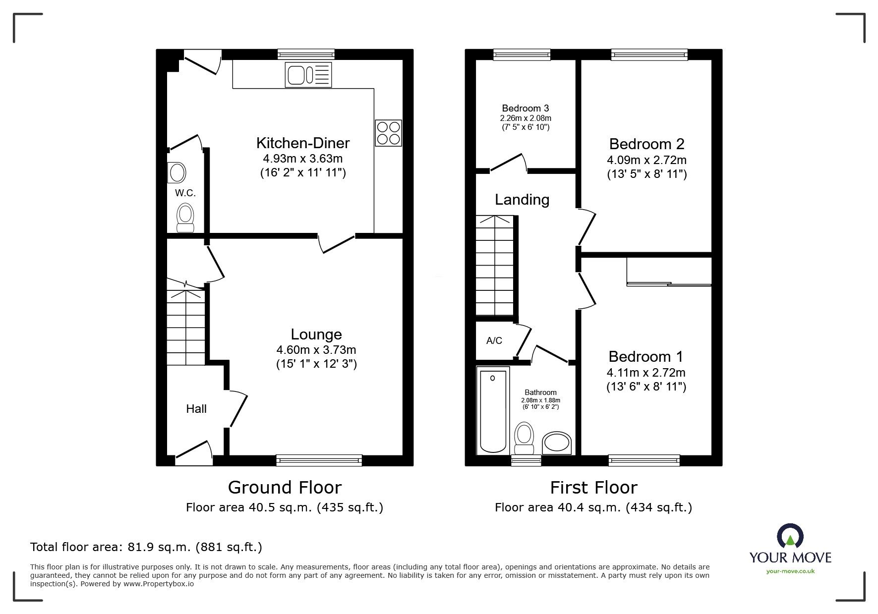 Floorplan of 3 bedroom Semi Detached House for sale, Sandal Street, Lincolnshire, LN1