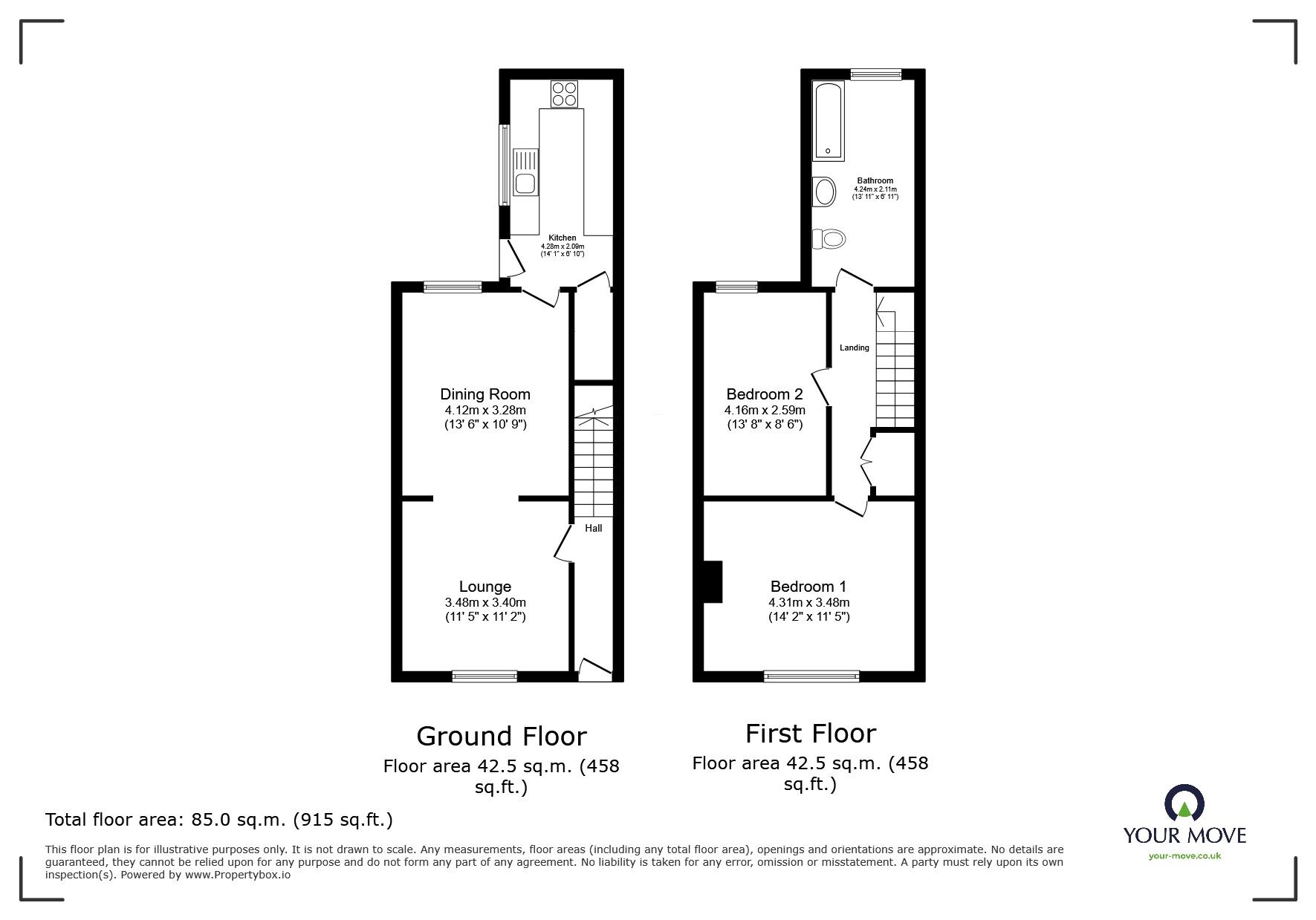 Floorplan of 2 bedroom Mid Terrace House for sale, Newark Road, Lincoln, Lincolnshire, LN5
