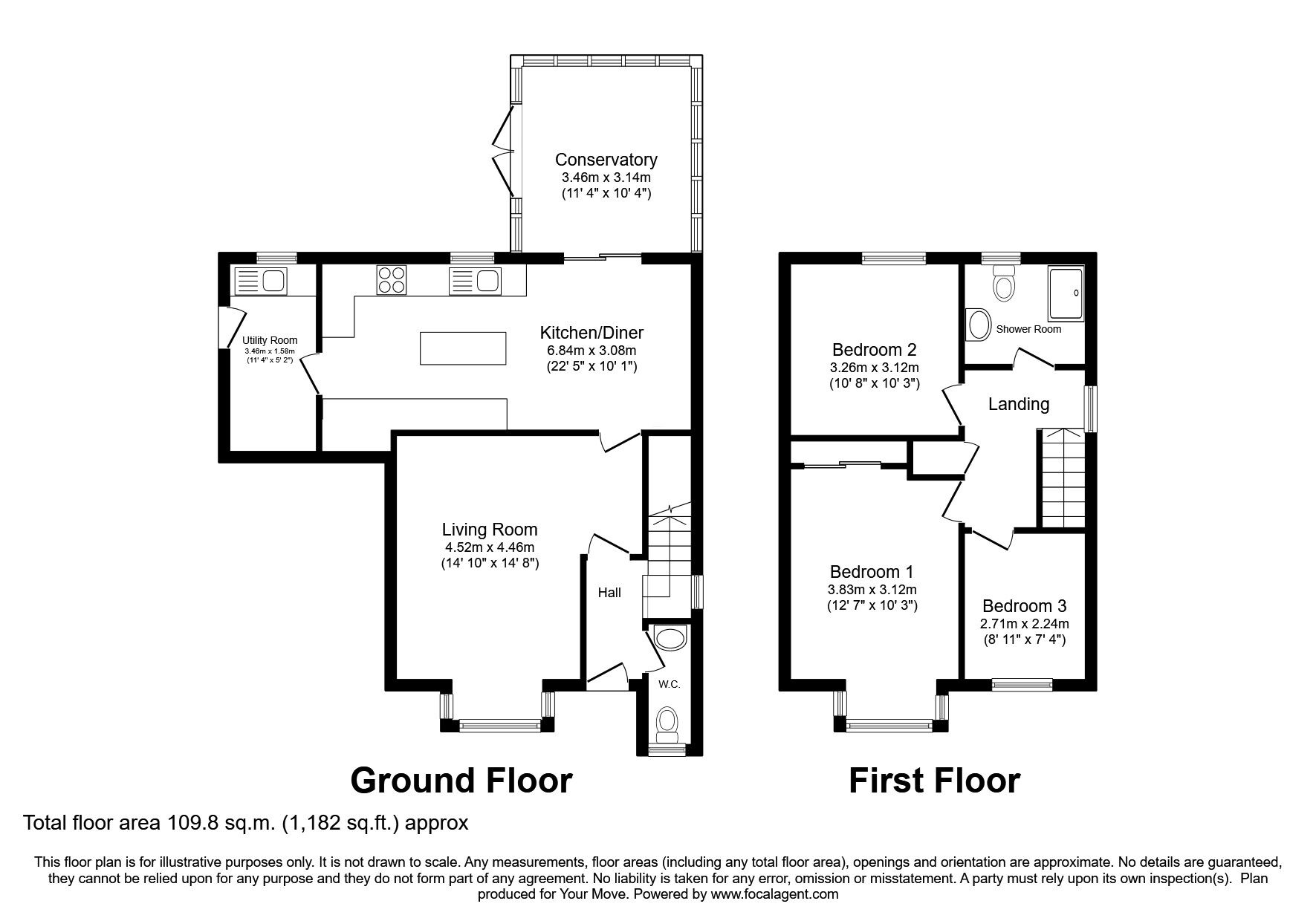 Floorplan of 3 bedroom Detached House for sale, Tudor Road, Lincoln, Lincolnshire, LN6