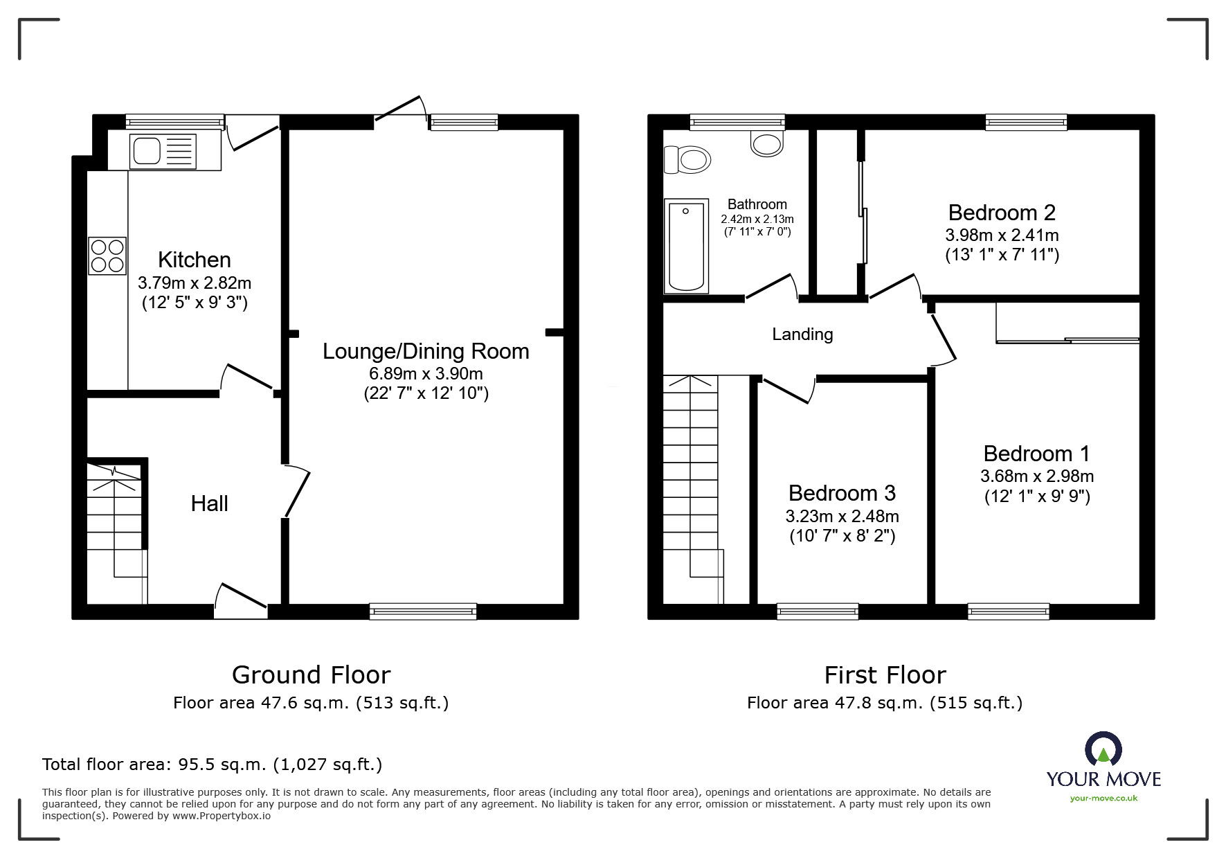 Floorplan of 3 bedroom End Terrace House for sale, Dovecote Mews, Kirmond Road, Binbrook, Market Rasen, LN8