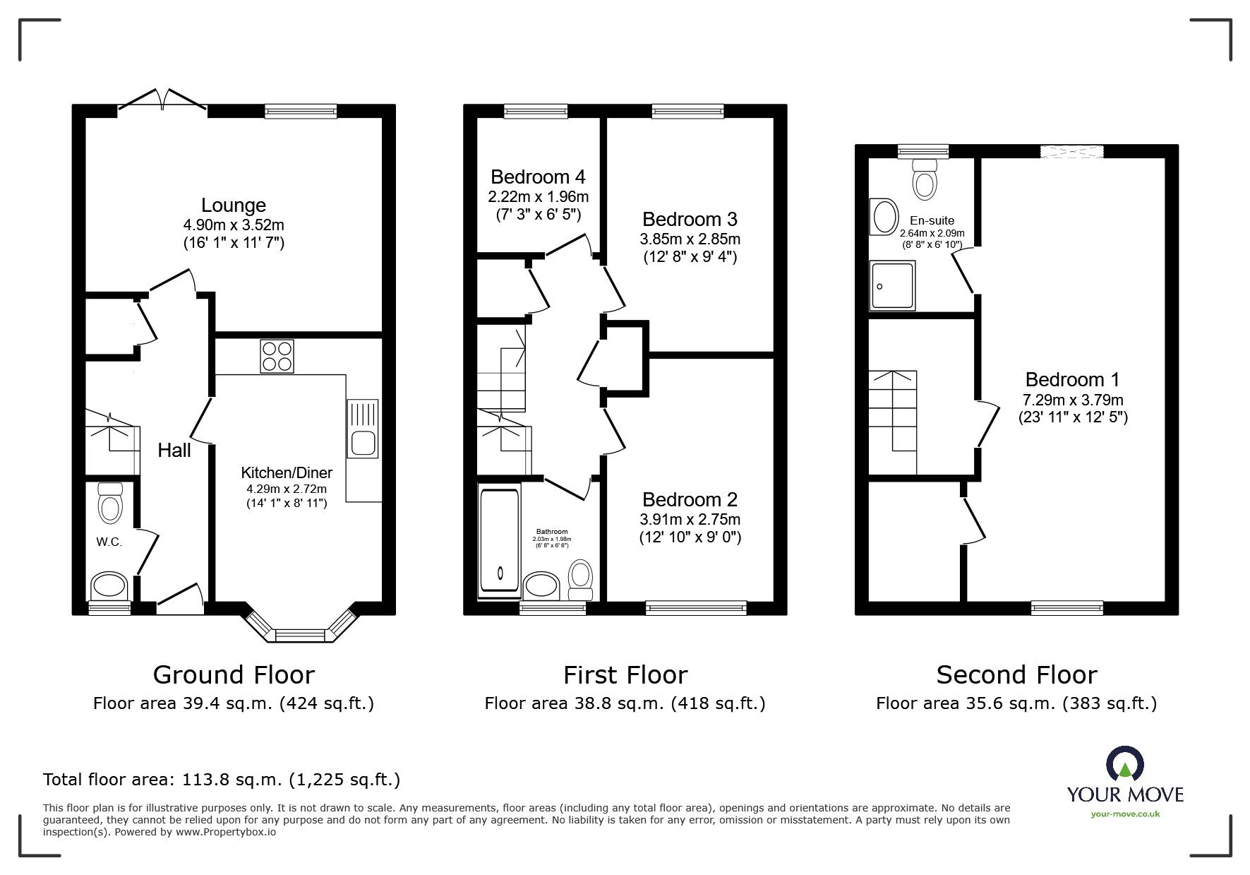 Floorplan of 4 bedroom Semi Detached House for sale, Swallow Gate, Saxilby, Lincolnshire,, LN1