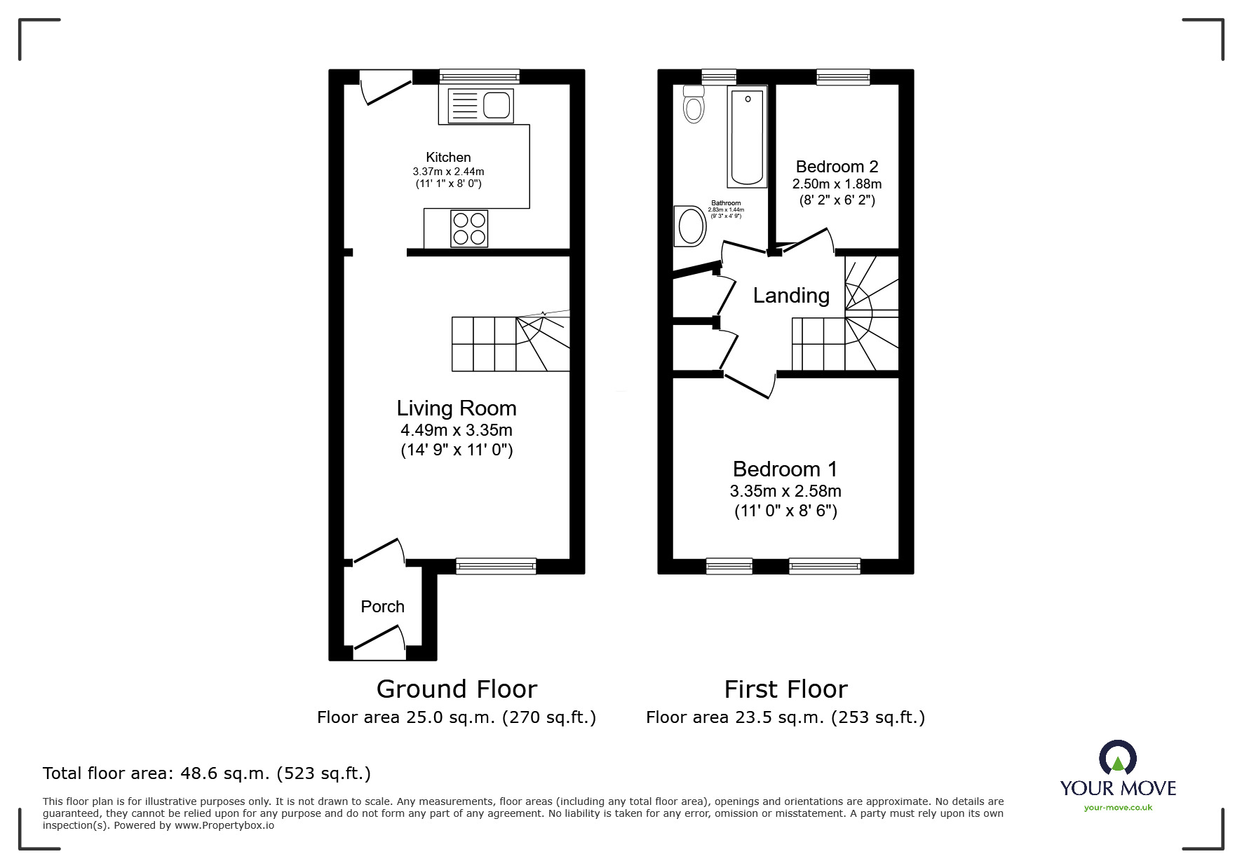 Floorplan of 2 bedroom Mid Terrace House for sale, Ridgewell Close, Lincoln, Lincolnshire, LN6