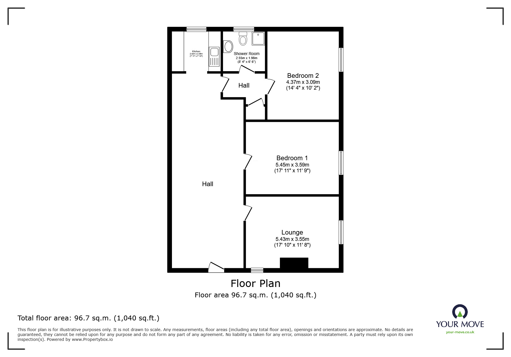 Floorplan of 2 bedroom  Flat to rent, Hall Drive, Canwick, Lincolnshire, LN4