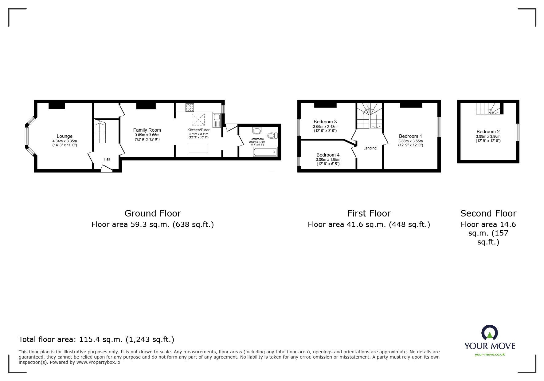 Floorplan of 4 bedroom Mid Terrace House for sale, Altham Terrace, Lincoln, Lincolnshire, LN5