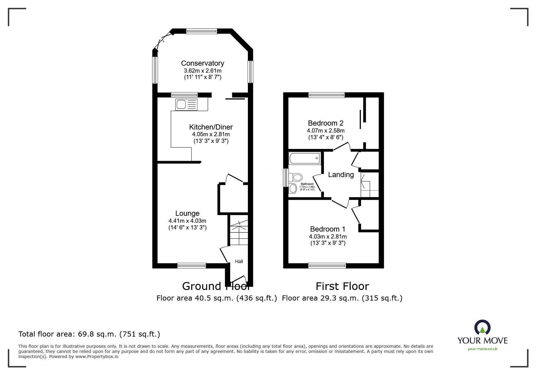 Floorplan of 2 bedroom Semi Detached House for sale, Harrington Square, Heighington, Lincolnshire, LN4