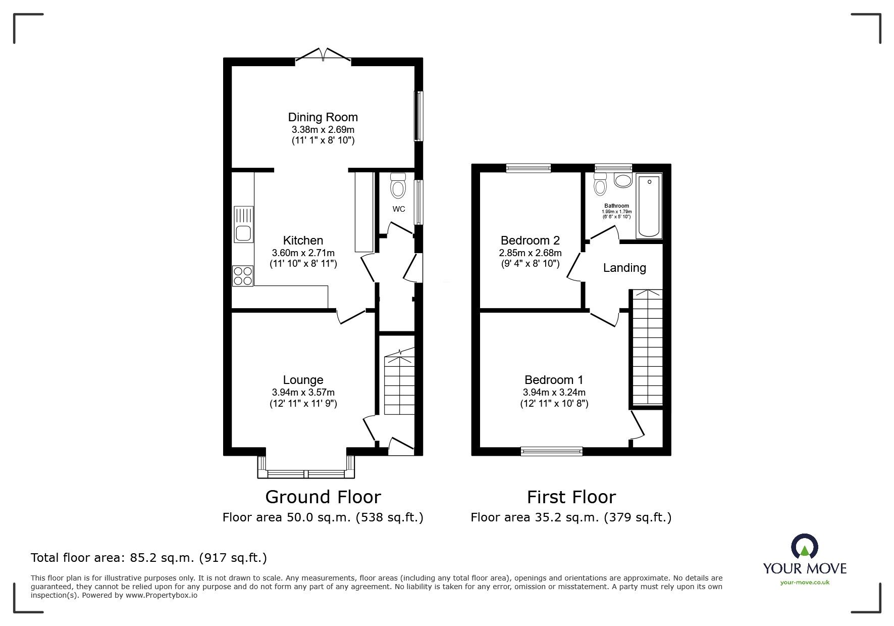 Floorplan of 2 bedroom Semi Detached House for sale, Moorland Crescent, Lincoln, Lincolnshire, LN6