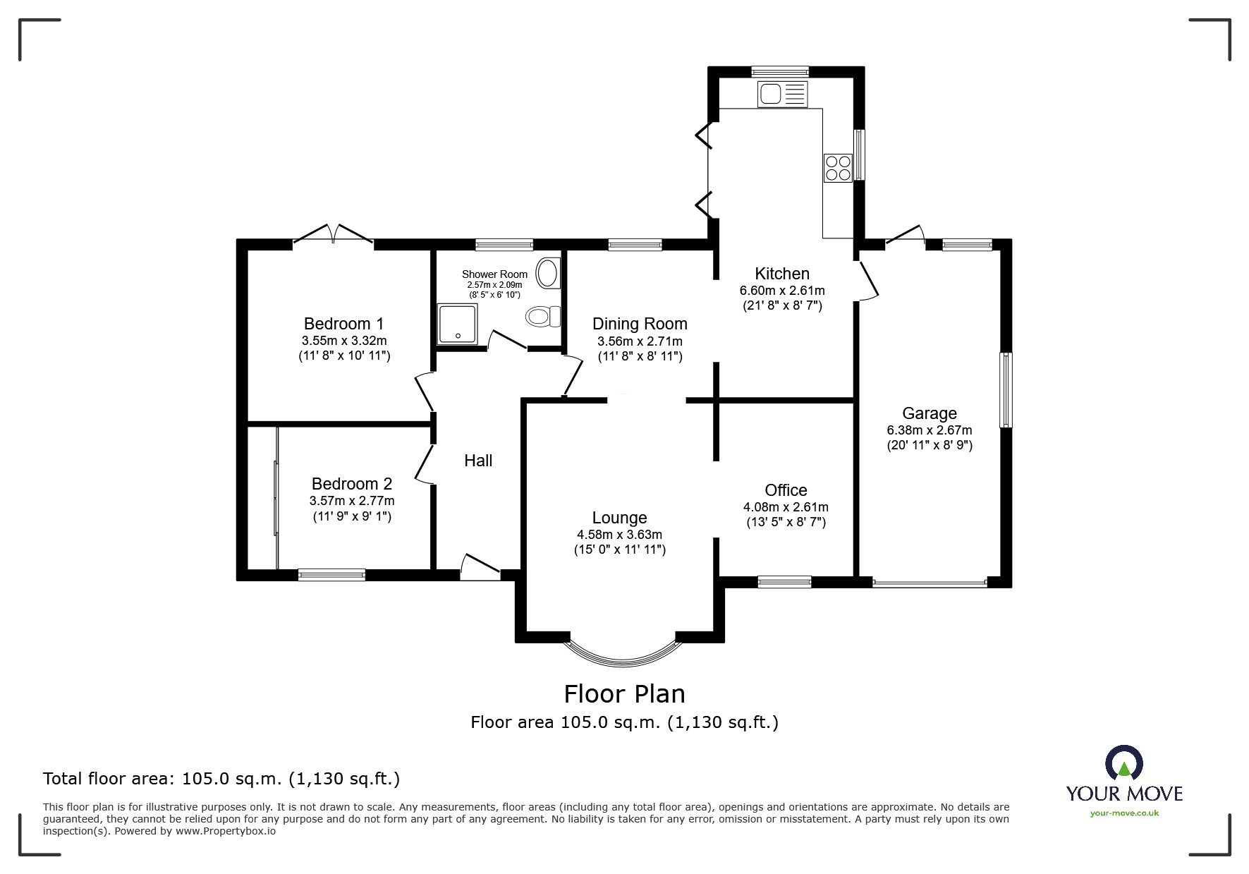 Floorplan of 2 bedroom Detached Bungalow for sale, Lincoln Road, Dunholme, Lincolnshire, LN2