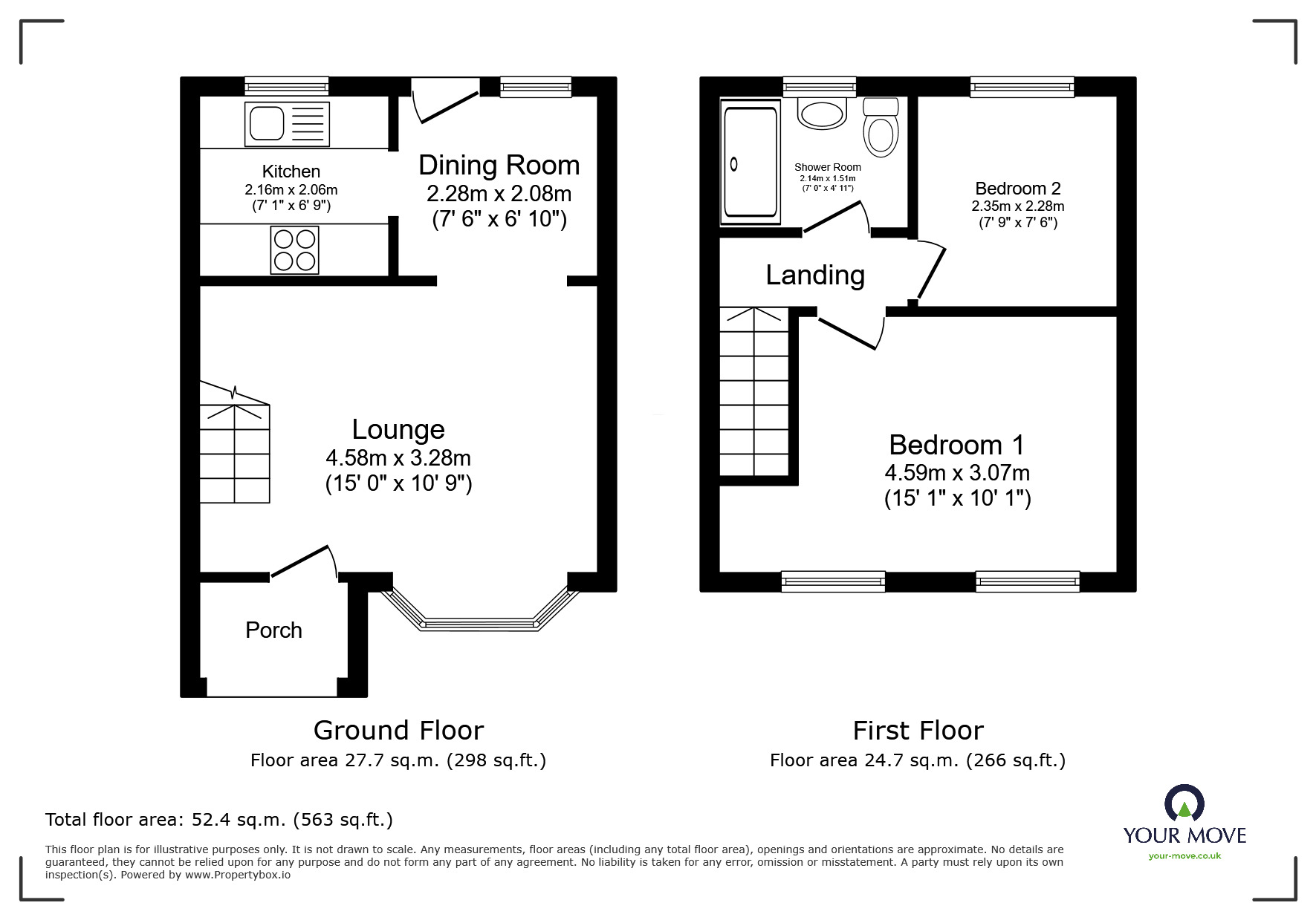 Floorplan of 2 bedroom Mid Terrace House for sale, Meadow Way, Bracebridge Heath, Lincolnshire, LN4
