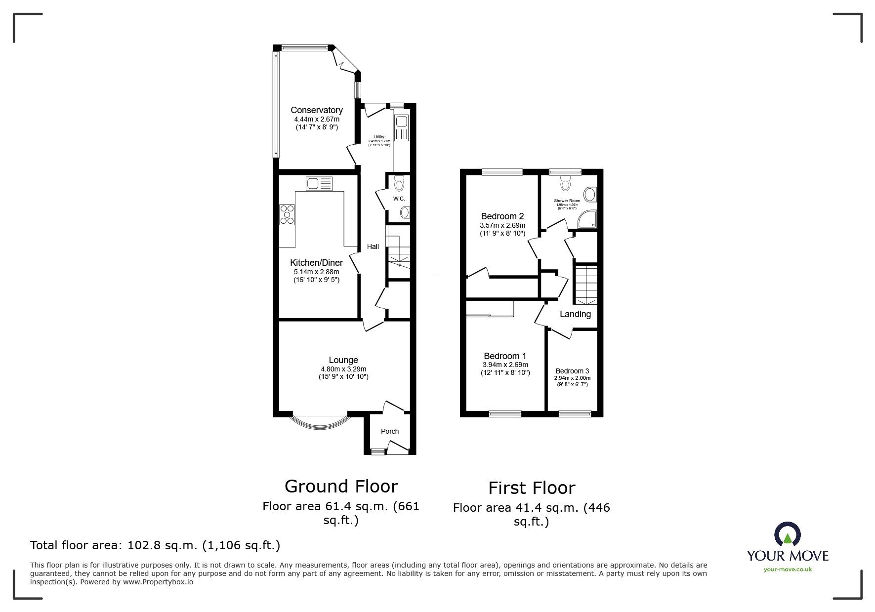 Floorplan of 3 bedroom Mid Terrace House for sale, Elizabeth Avenue, North Hykeham, Lincolnshire, LN6