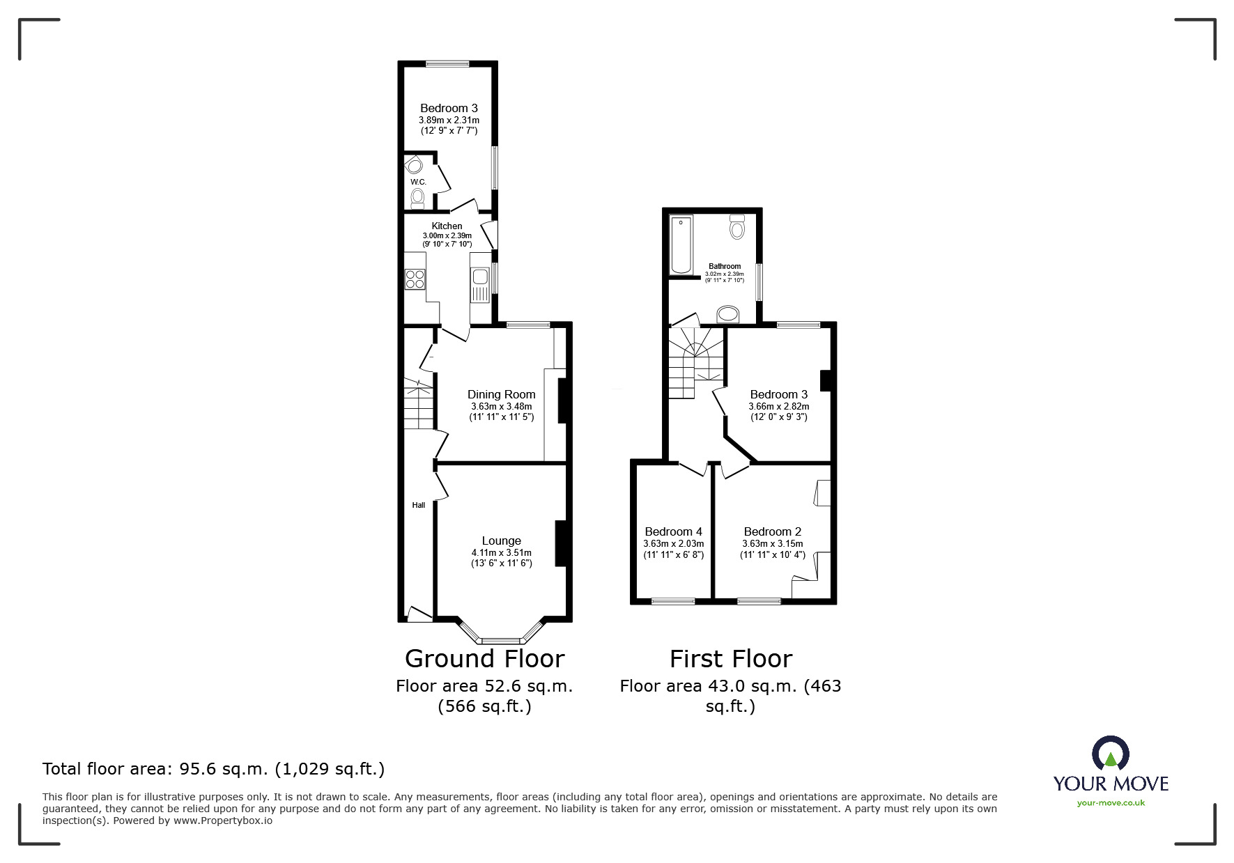 Floorplan of 4 bedroom Mid Terrace House to rent, Newland Street West, Lincoln, Lincolnshire, LN1