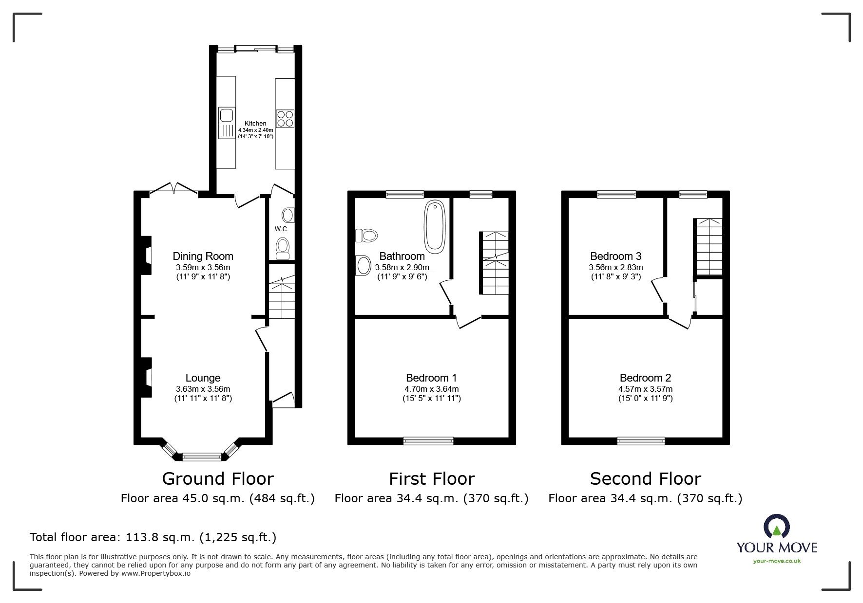 Floorplan of 3 bedroom Mid Terrace House for sale, Altham Terrace, Lincoln, Lincolnshire, LN5