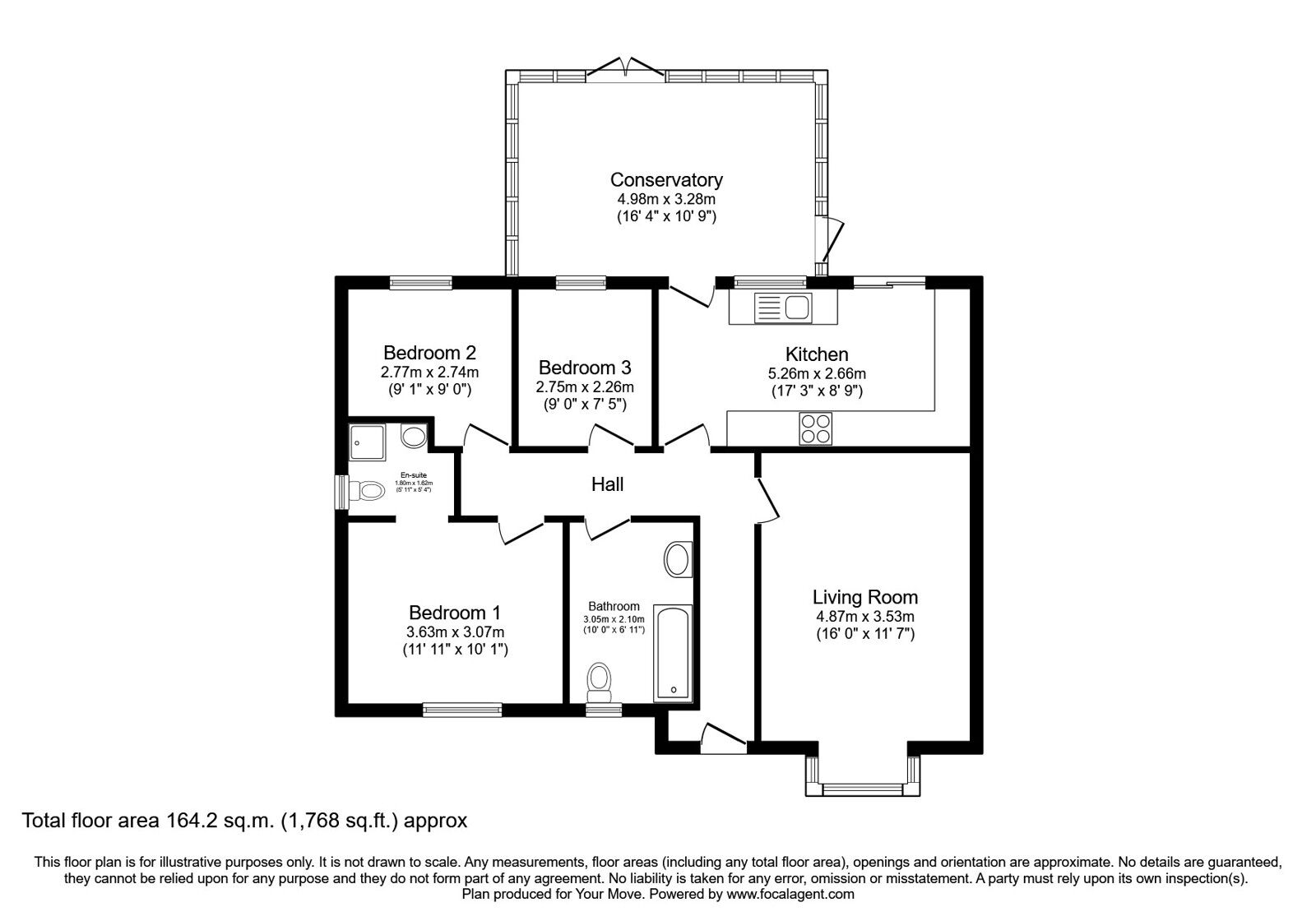 Floorplan of 3 bedroom Detached Bungalow for sale, Langer Close, Lincoln, Lincolnshire, LN6