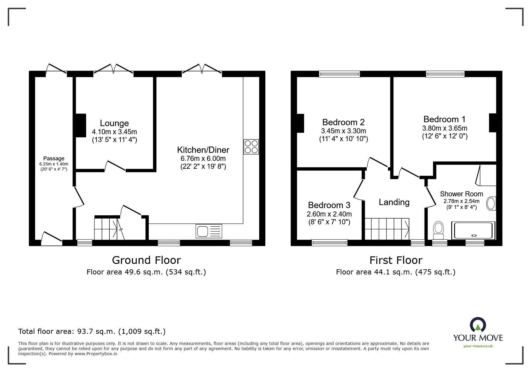 Floorplan of 3 bedroom Semi Detached House to rent, Caenby Street, Lincoln, Lincolnshire, LN1