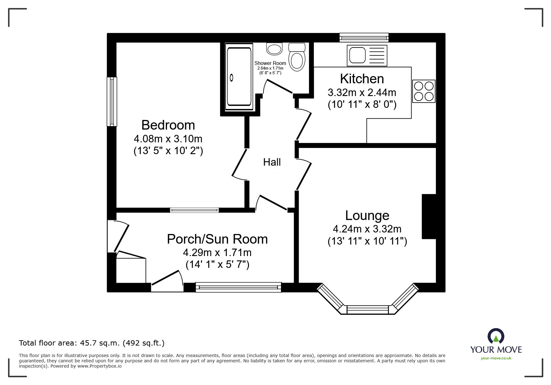 Floorplan of 1 bedroom End Terrace Bungalow for sale, Queen Elizabeth Road, Lincoln, Lincolnshire, LN1