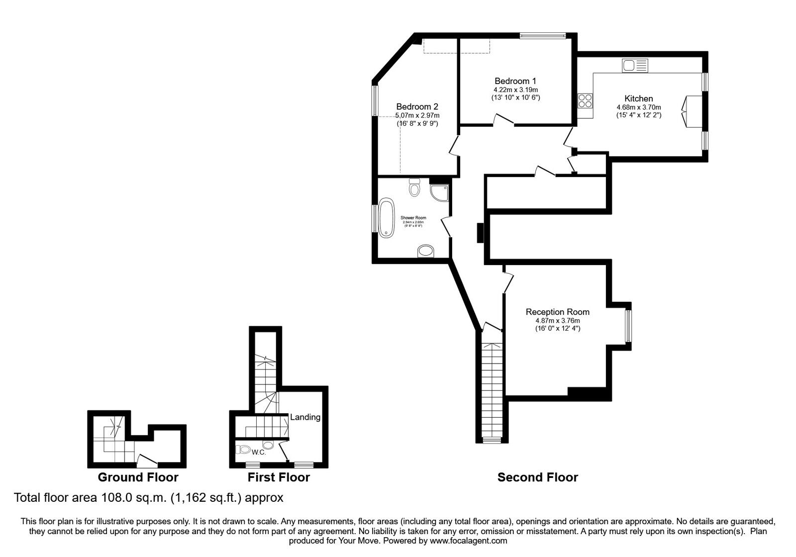 Floorplan of 2 bedroom  Flat for sale, Newport, Lincoln, Lincolnshire, LN1