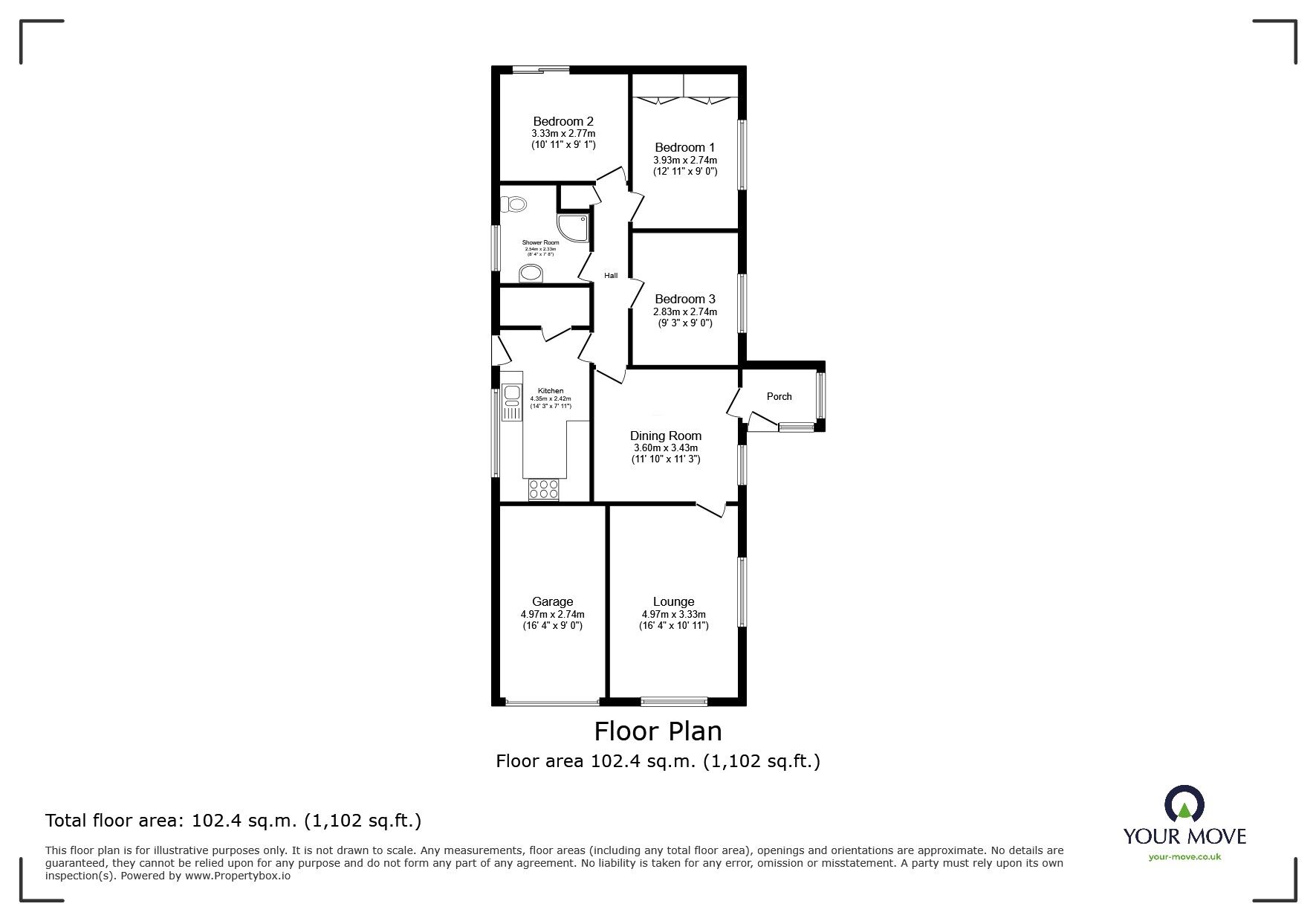 Floorplan of 3 bedroom Detached Bungalow for sale, Coopers Holt Close, Skellingthorpe, Lincolnshire, LN6