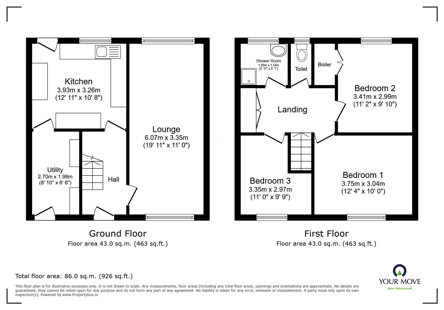 Floorplan of 3 bedroom End Terrace House for sale, Birchwood Avenue, Lincoln, Lincolnshire, LN6