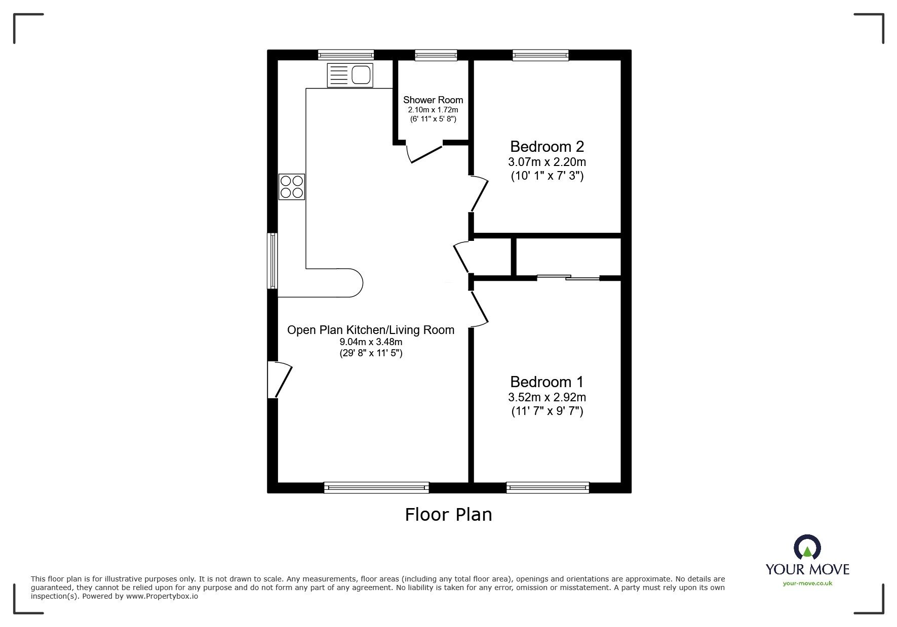 Floorplan of 2 bedroom Semi Detached Bungalow for sale, Talbot Close, Navenby, Lincolnshire, LN5