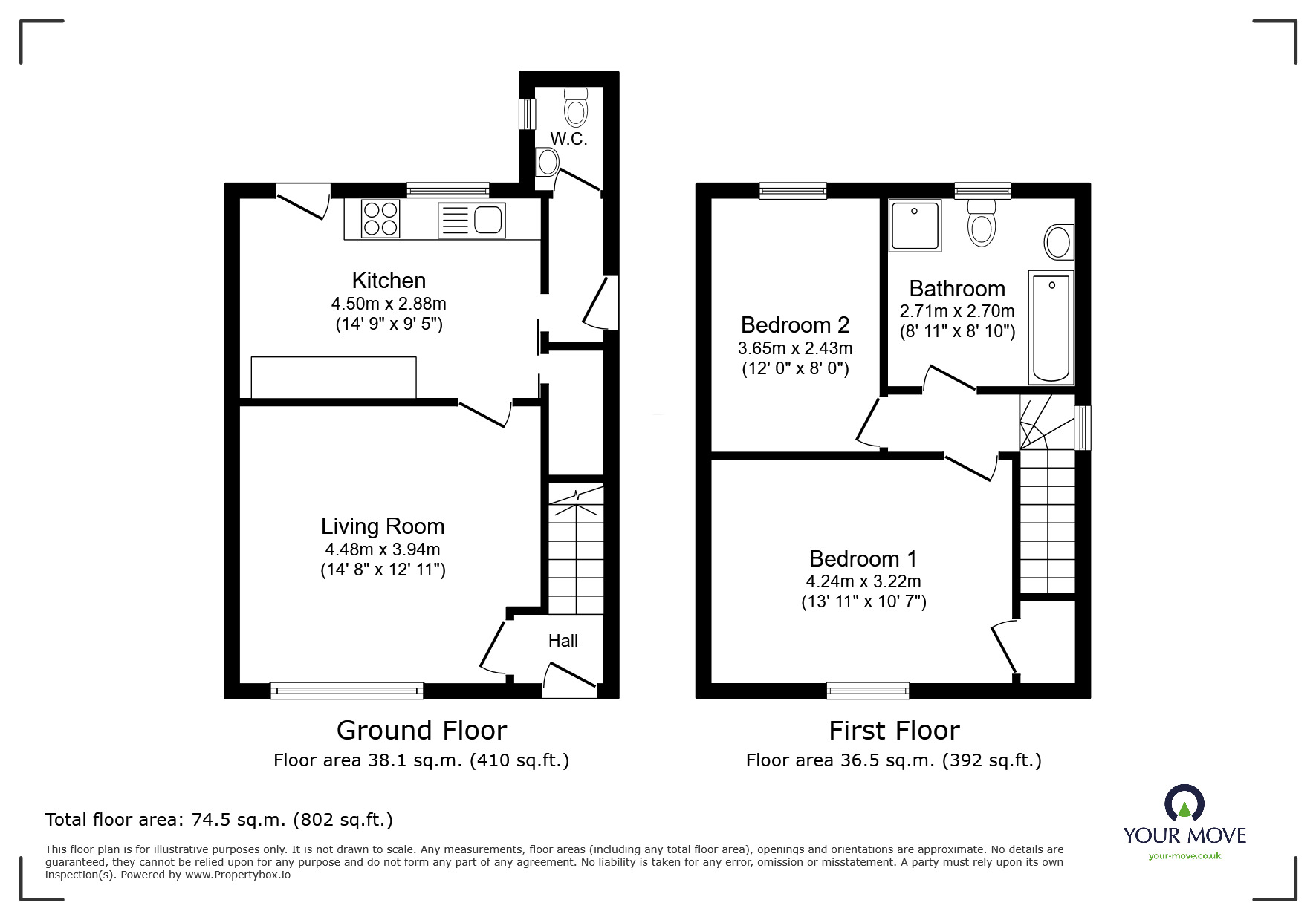 Floorplan of 2 bedroom Semi Detached House for sale, Norbeck Lane, Welton, Lincolnshire, LN2