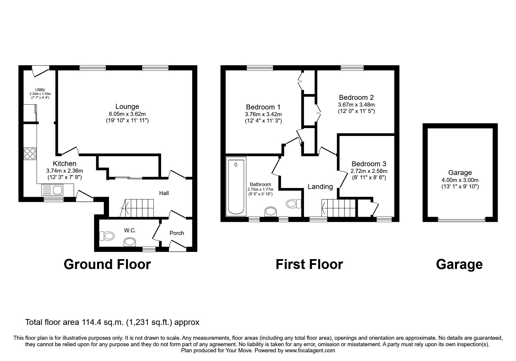Floorplan of 3 bedroom Mid Terrace House for sale, Bettesworth Road, Hemswell Cliff, Lincolnshire, DN21