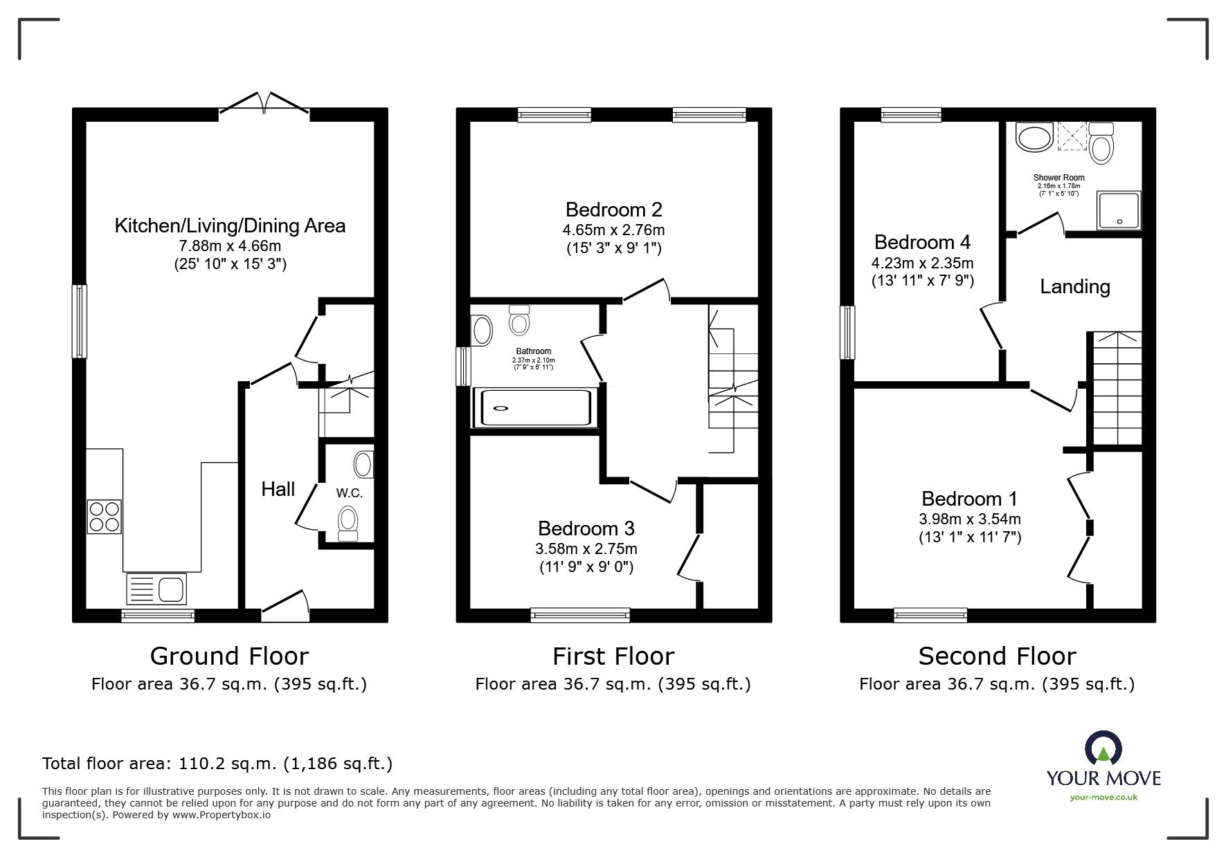 Floorplan of 4 bedroom End Terrace House for sale, Cherry Paddocks, Cherry Willingham, Lincolnshire,, LN3