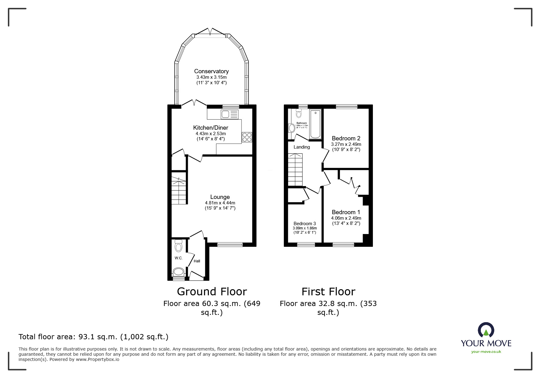 Floorplan of 3 bedroom Semi Detached House for sale, Hadrians Road, Bracebridge Heath, Lincolnshire, LN4